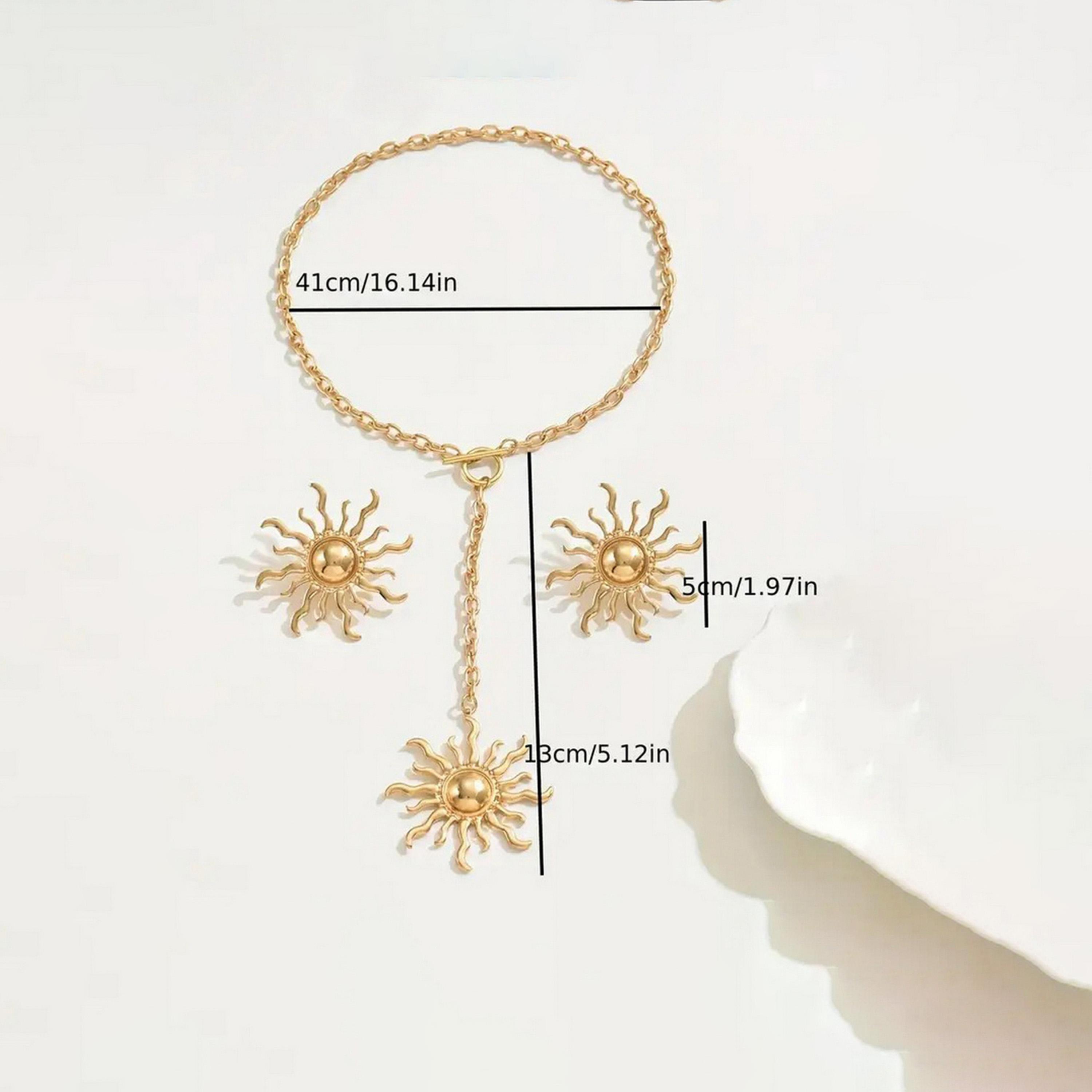 تيك تو - مجوهرات صن ديكور قلادة وأقراط على شكل حرف Y-women-watchesandjewellery-jewellery-jewellerysets-image-5