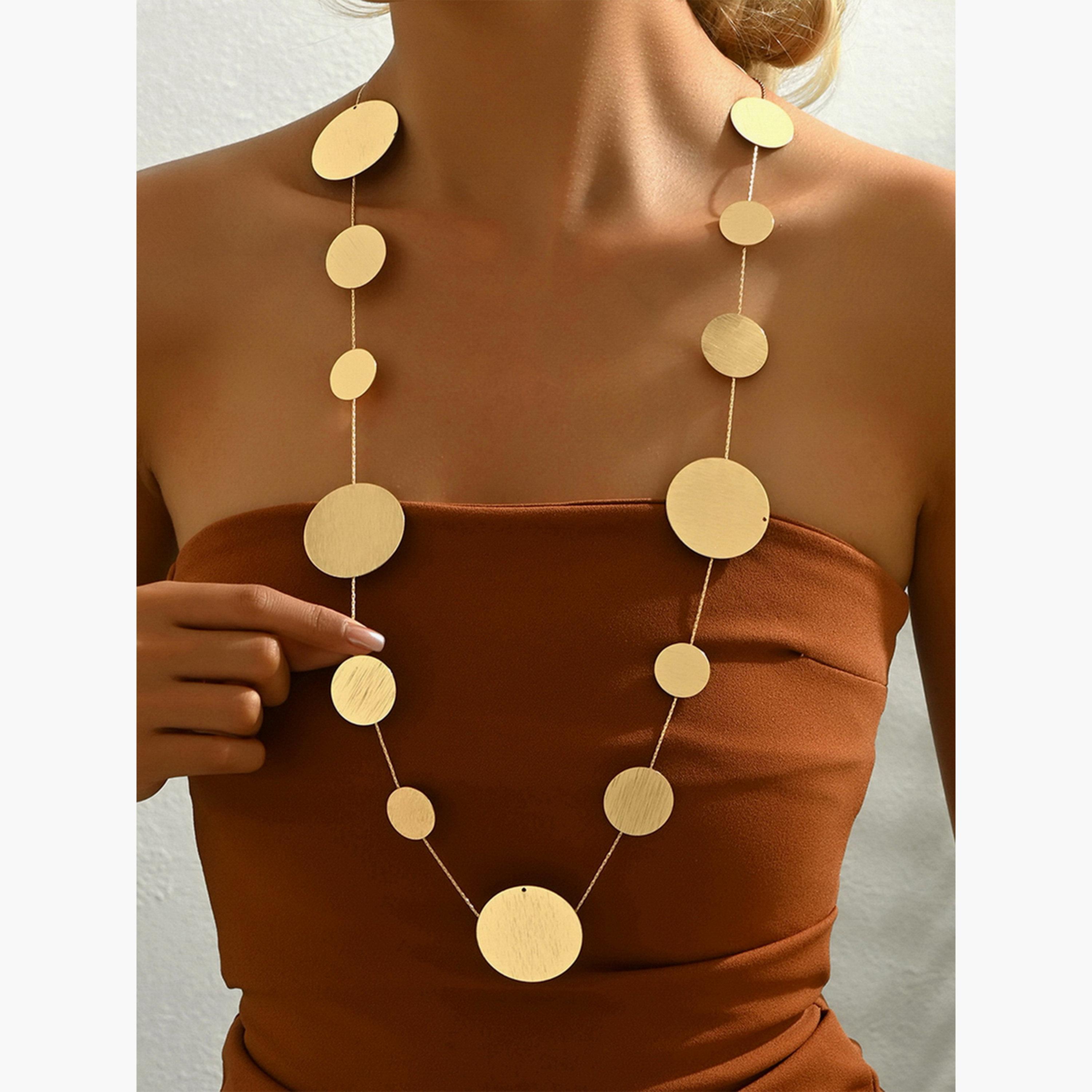 تيك تو - قلادة طويلة من العملات المعدنية المطروقة-women-watchesandjewellery-jewellery-necklacesandpendants-image-2