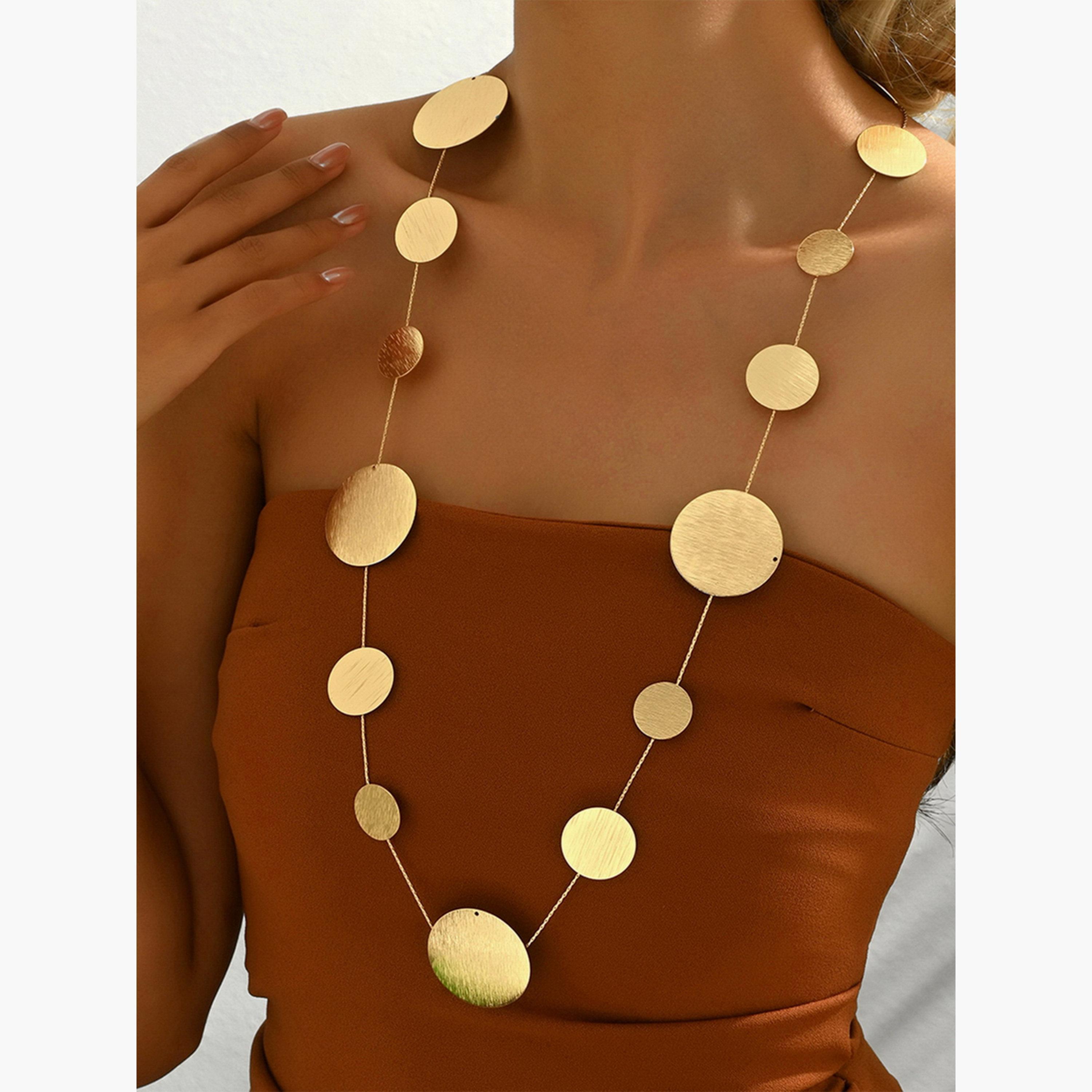 تيك تو - قلادة طويلة من العملات المعدنية المطروقة-women-watchesandjewellery-jewellery-necklacesandpendants-image-4