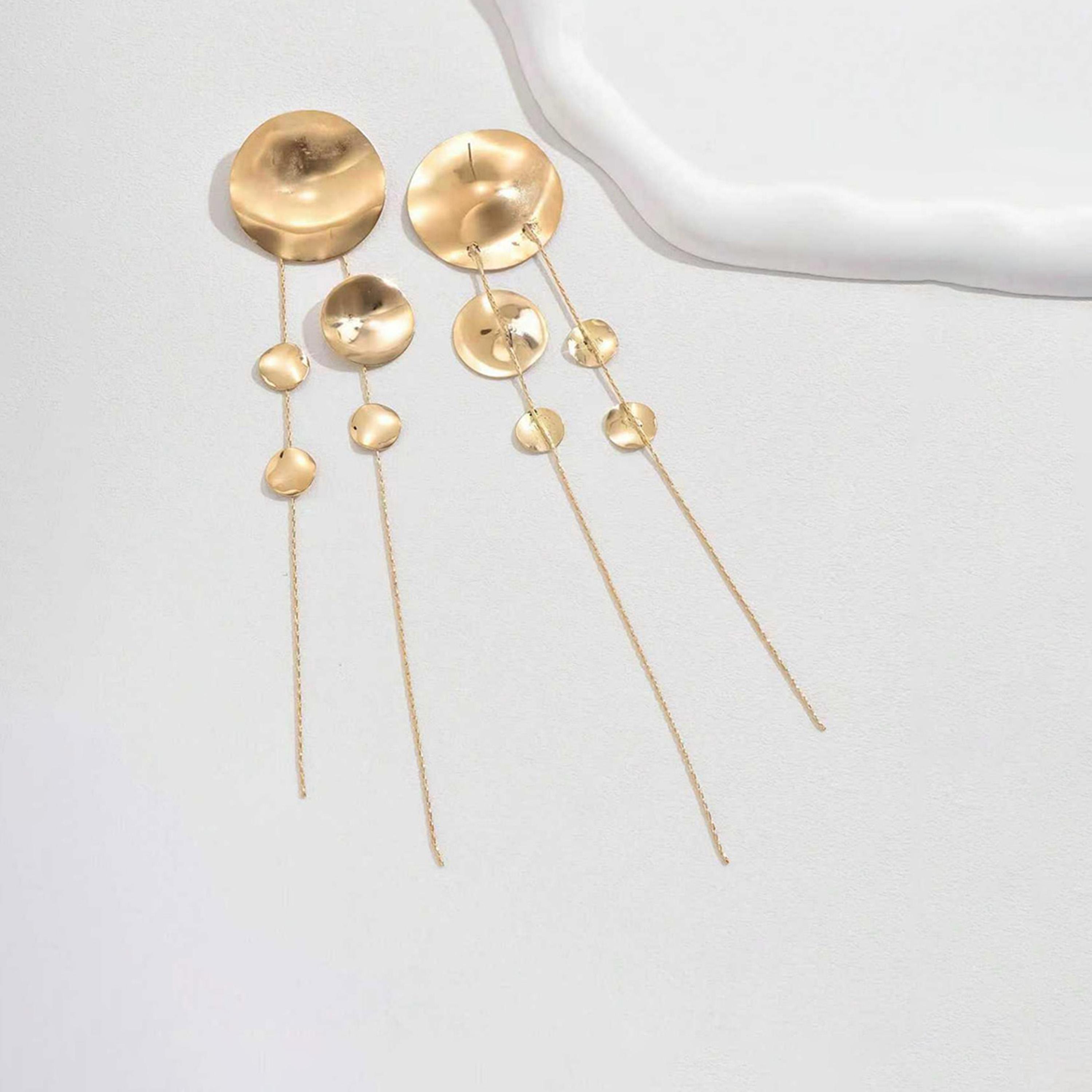 Take Two Women  Long Circle Tassel Metal Earrings-women-watchesandjewellery-jewellery-earrings-image-1