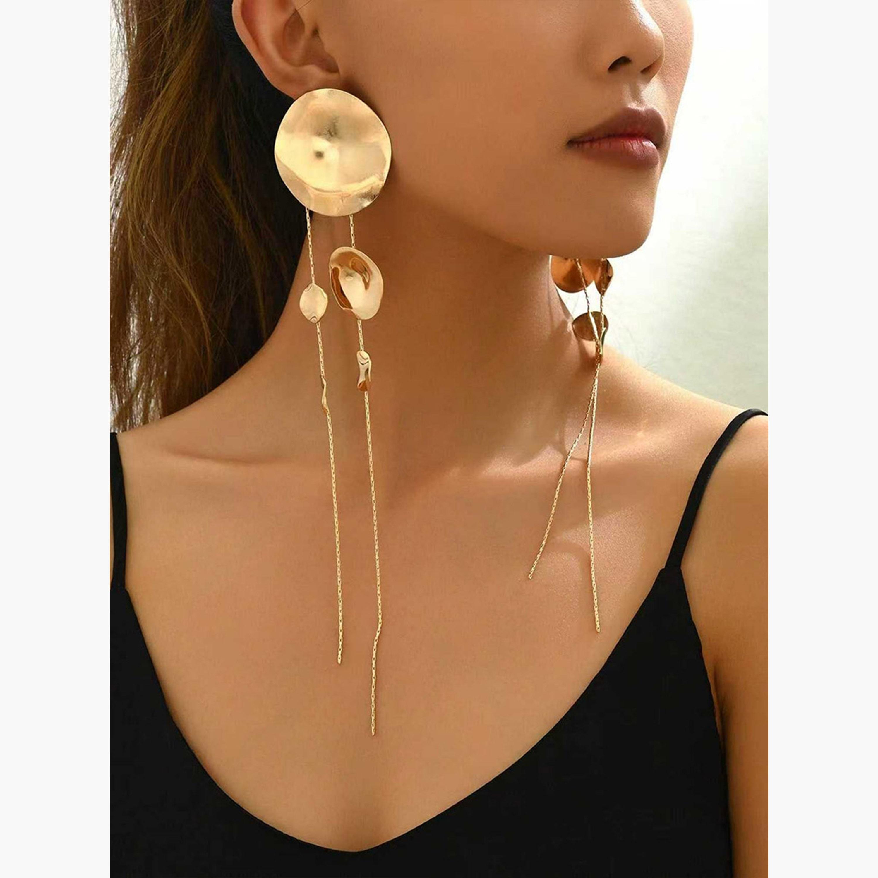Take Two Women  Long Circle Tassel Metal Earrings-women-watchesandjewellery-jewellery-earrings-image-3