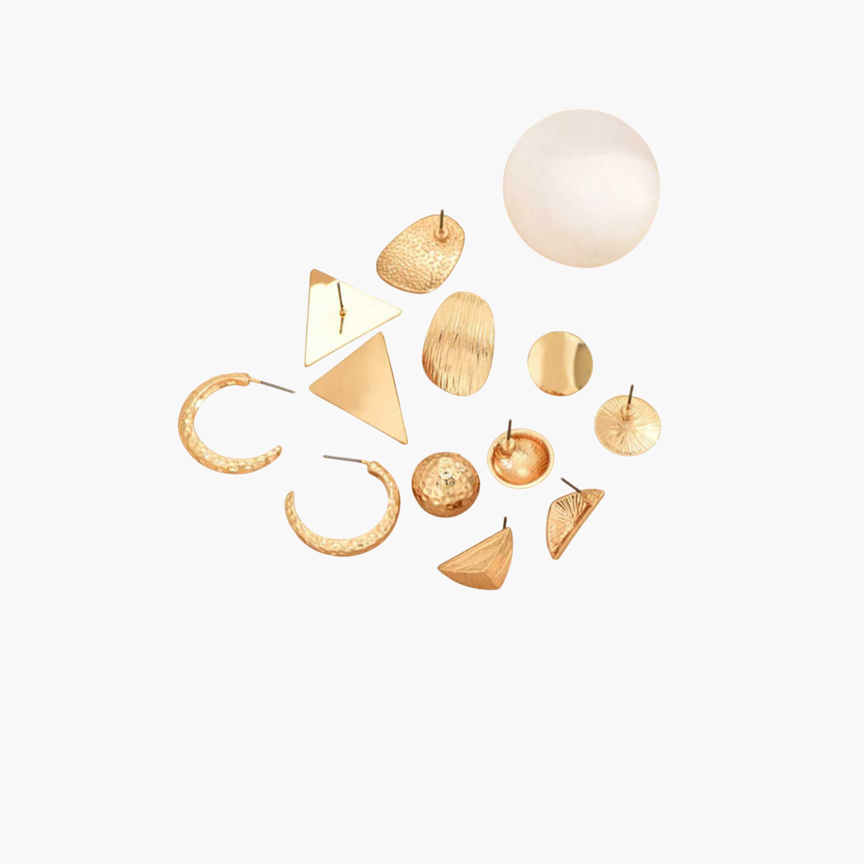 تيك تو - مجموعة من 6 أقراط هندسية-women-watchesandjewellery-jewellery-earrings-image-1
