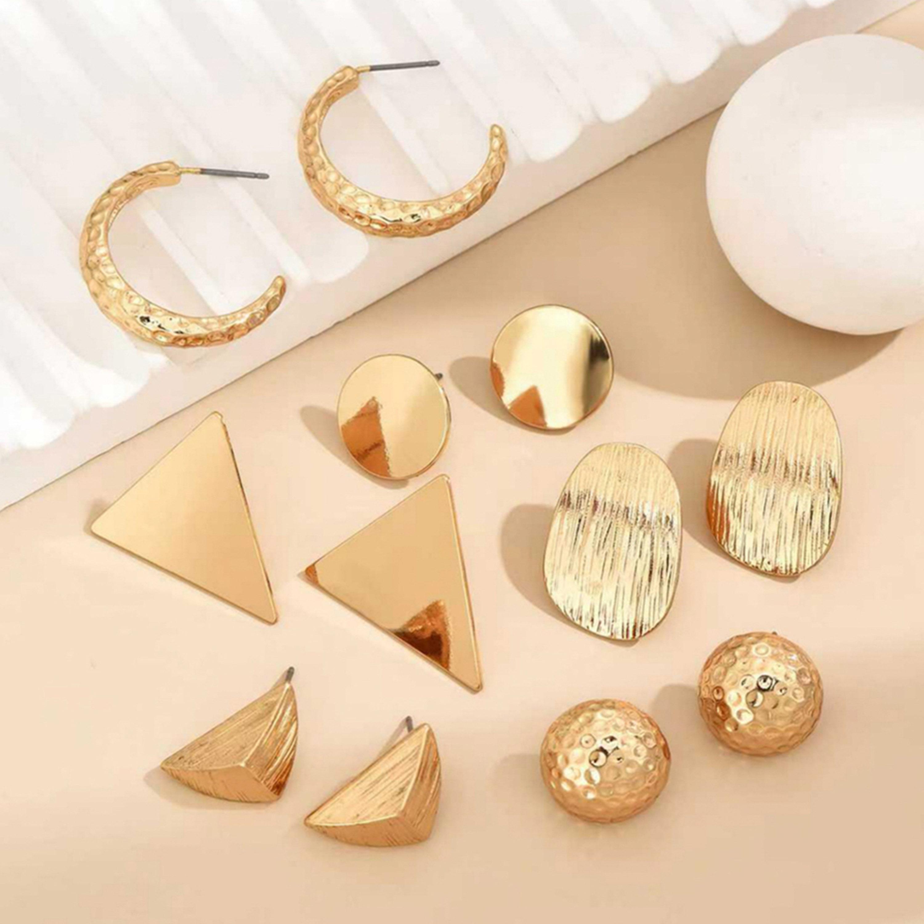 تيك تو - مجموعة من 6 أقراط هندسية-women-watchesandjewellery-jewellery-earrings-image-3