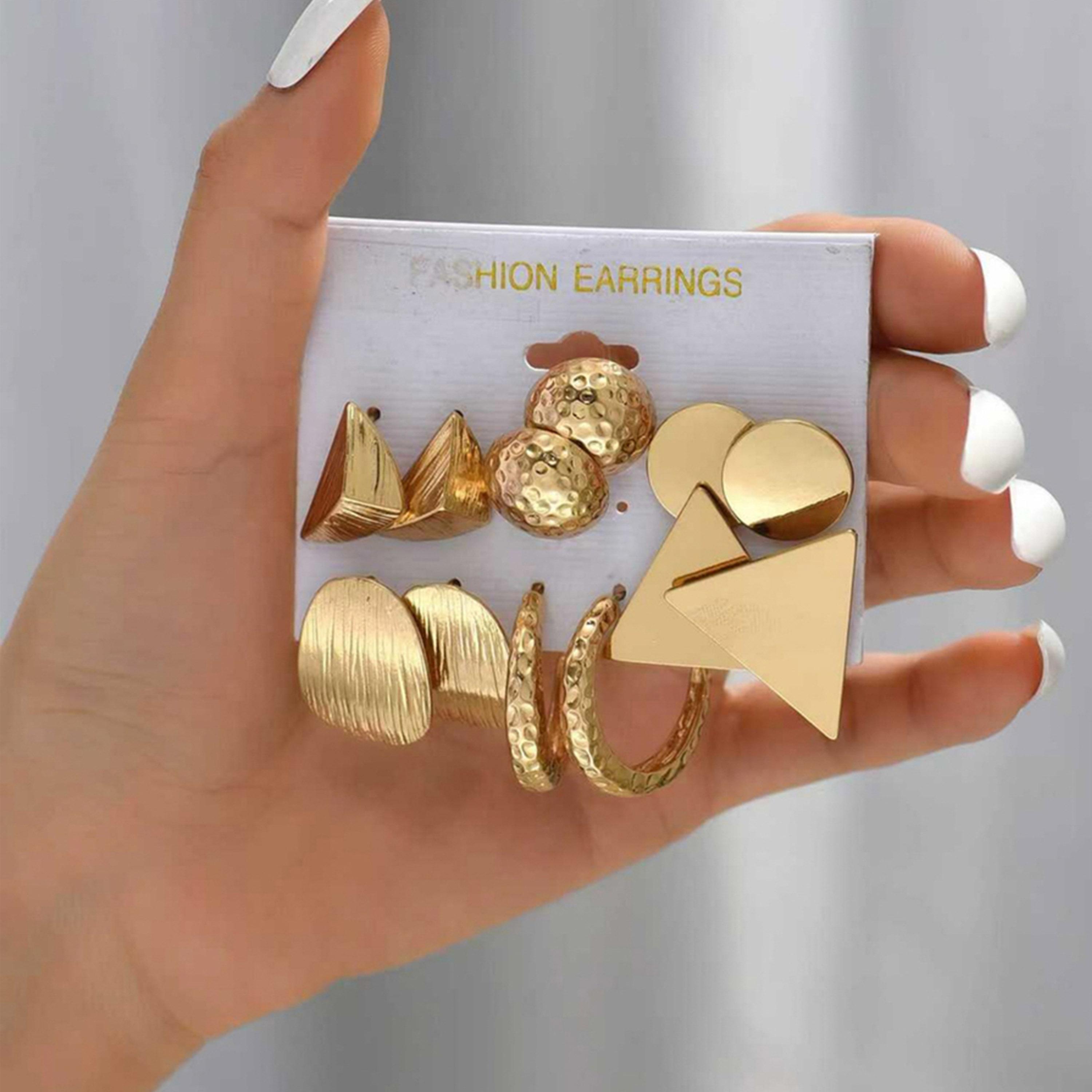 تيك تو - مجموعة من 6 أقراط هندسية-women-watchesandjewellery-jewellery-earrings-image-5