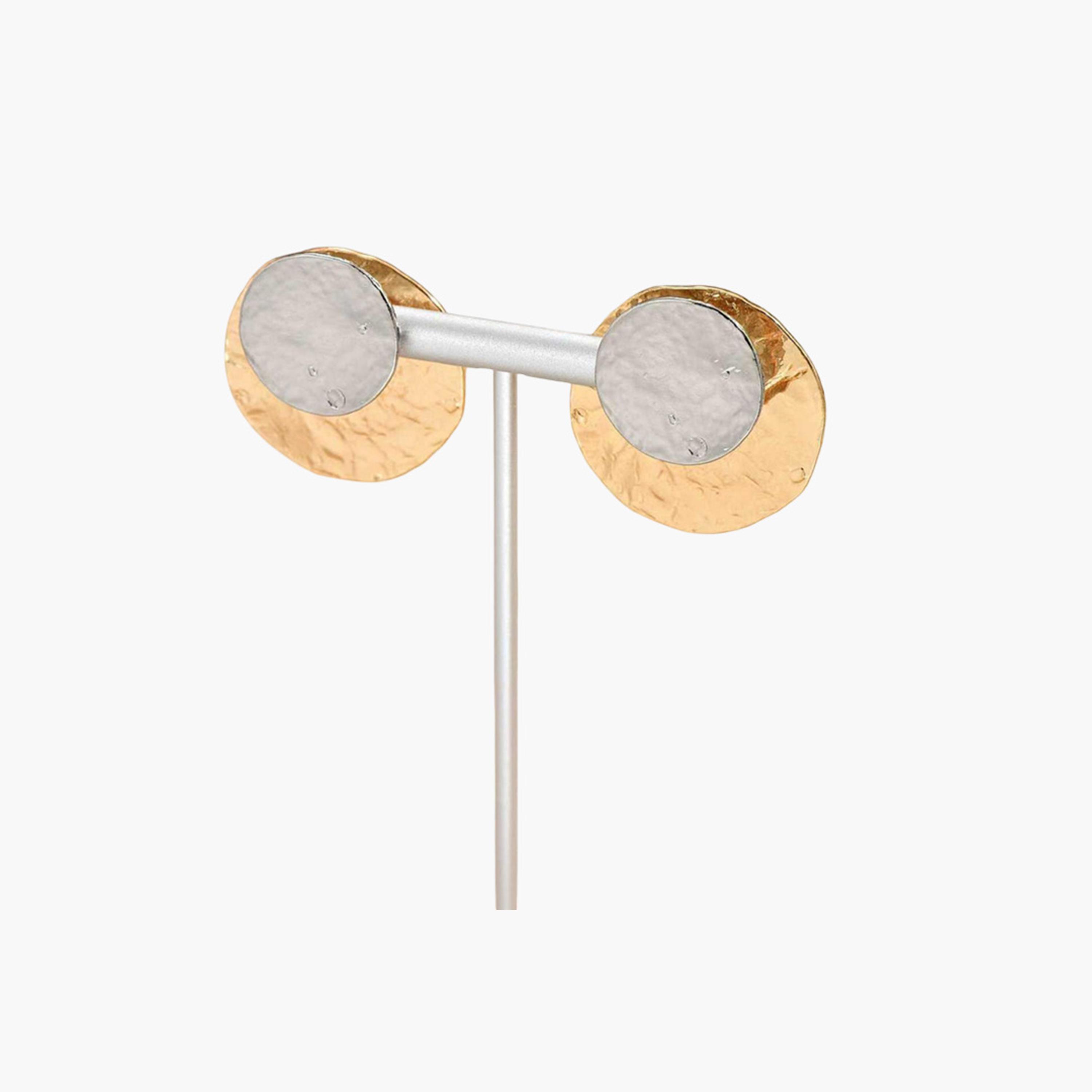 Take Two Women  Hammered Two-Tone Earrings-women-watchesandjewellery-jewellery-earrings-image-1