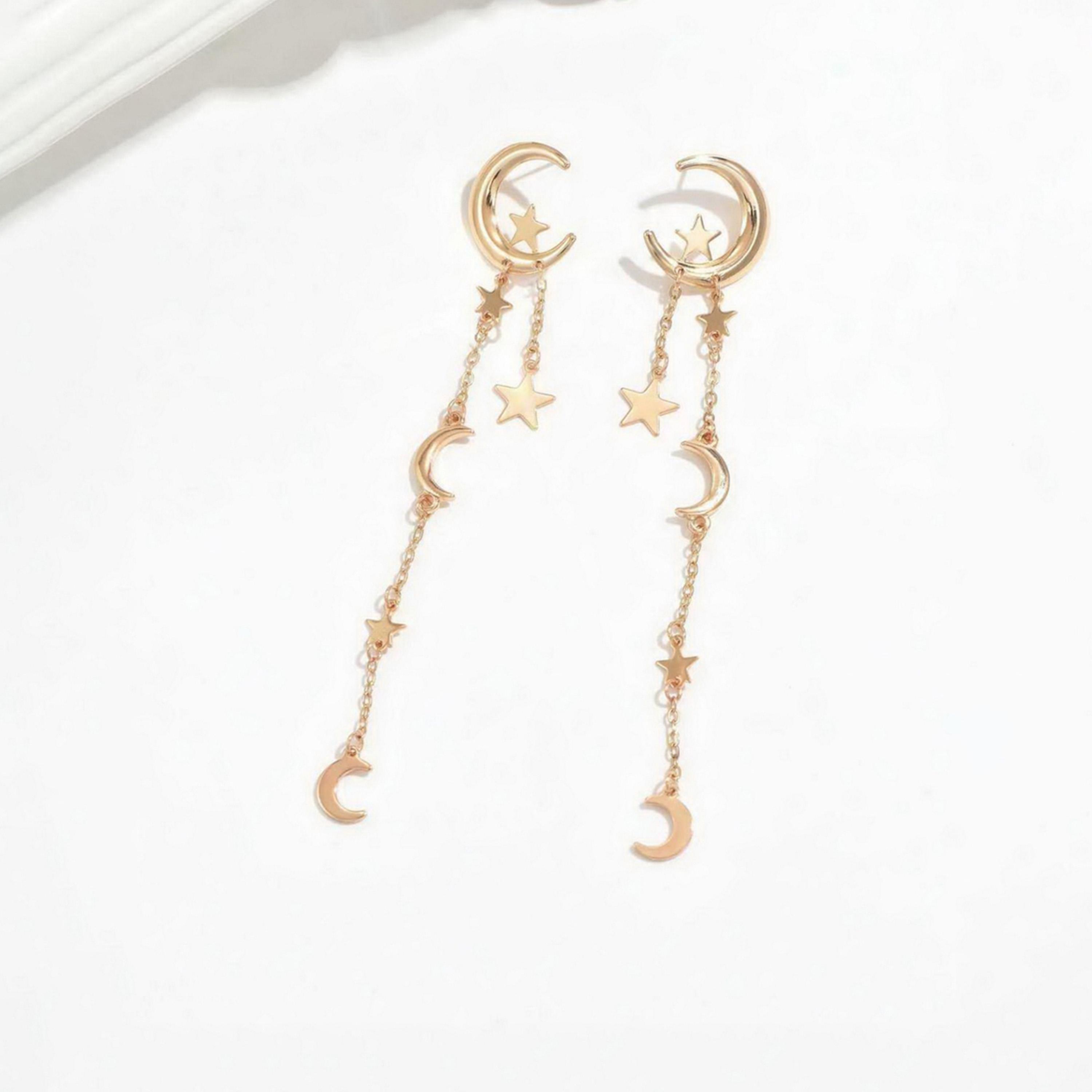 Take Two Women  Star Moon Decor Metal String Dangle Earrings-women-watchesandjewellery-jewellery-earrings-image-1