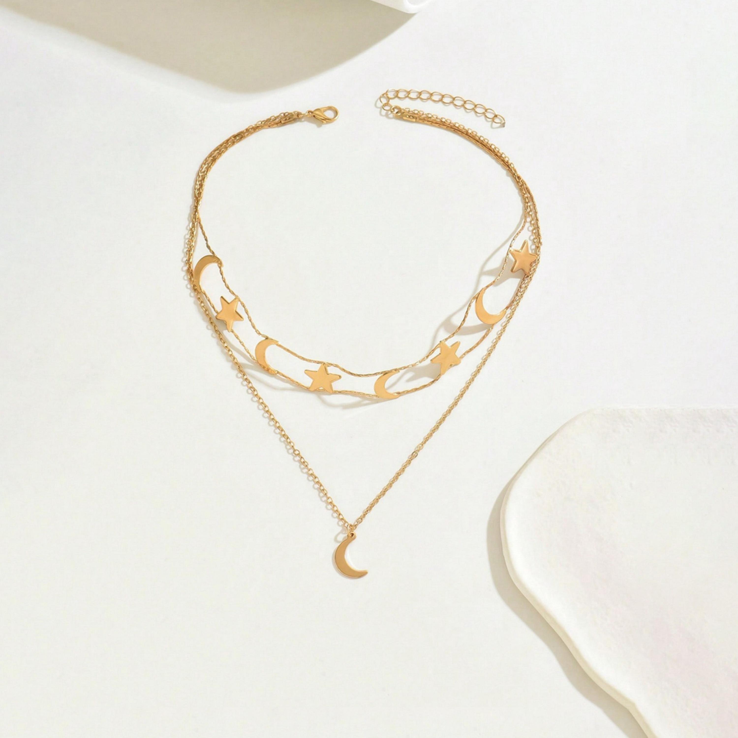 Take Two Women  Star Moon Decor Layered Necklace-women-watchesandjewellery-jewellery-necklacesandpendants-image-1