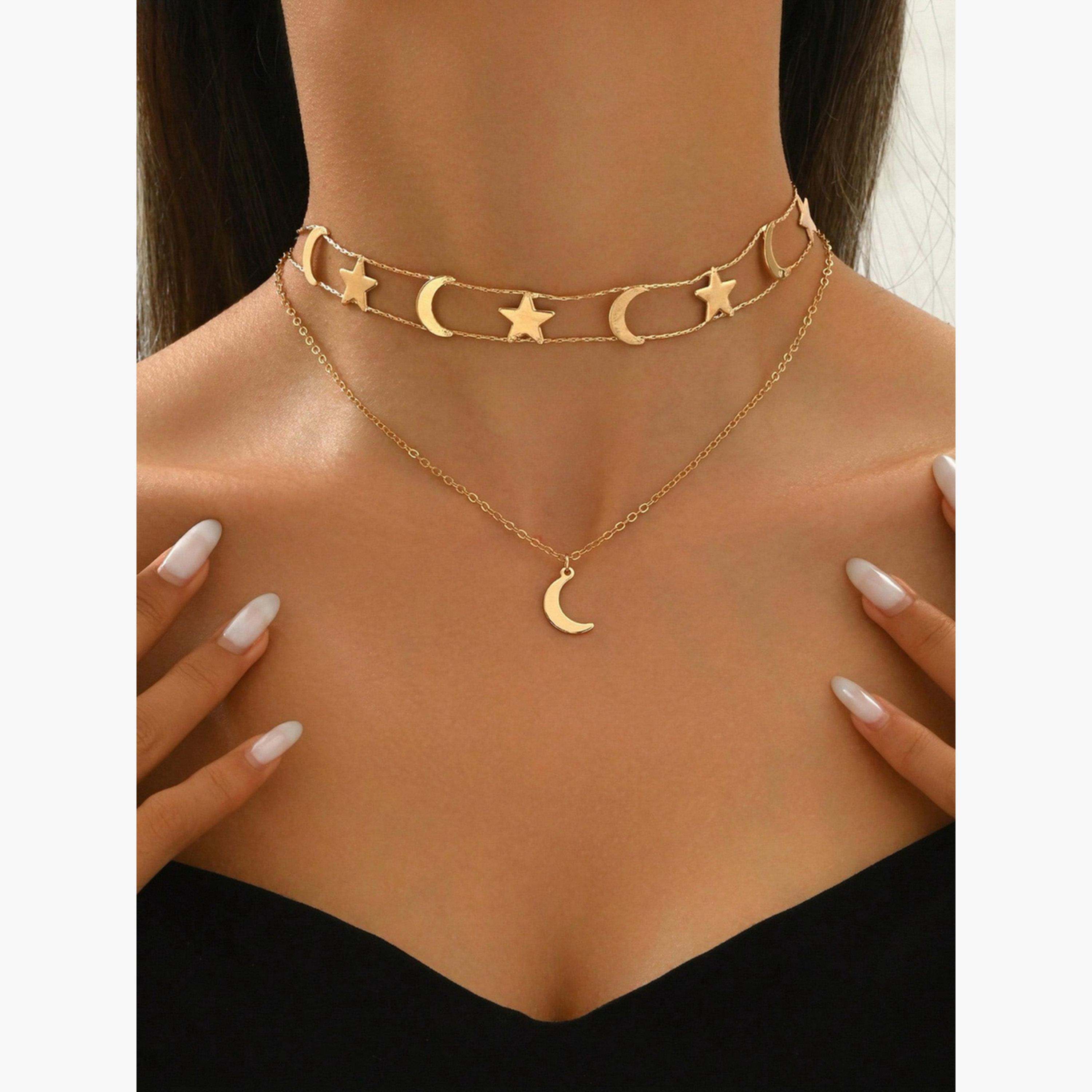 تيك تو - قلادة متعددة الطبقات مزينة بنجوم وقمر-women-watchesandjewellery-jewellery-necklacesandpendants-image-2
