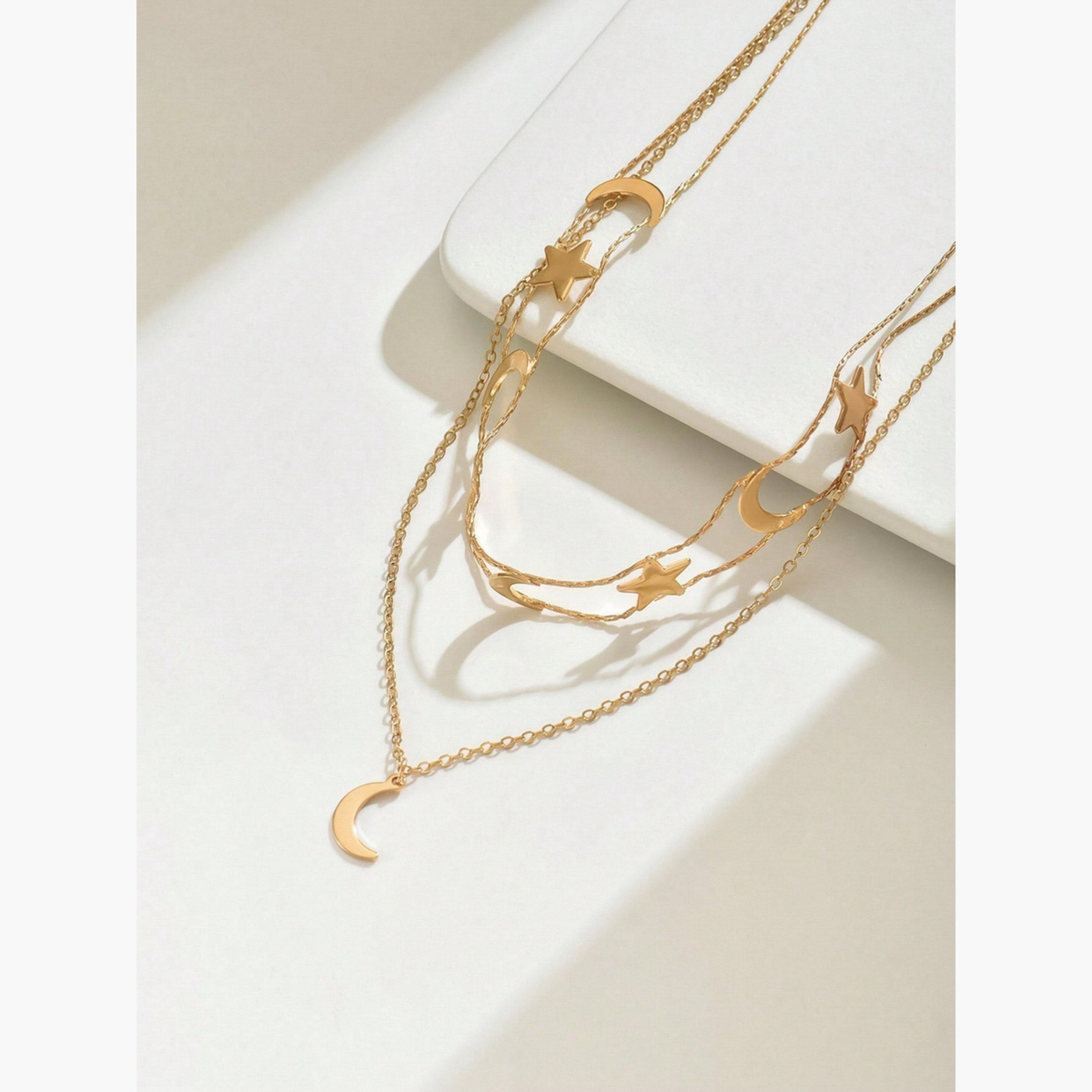 تيك تو - قلادة متعددة الطبقات مزينة بنجوم وقمر-women-watchesandjewellery-jewellery-necklacesandpendants-image-4