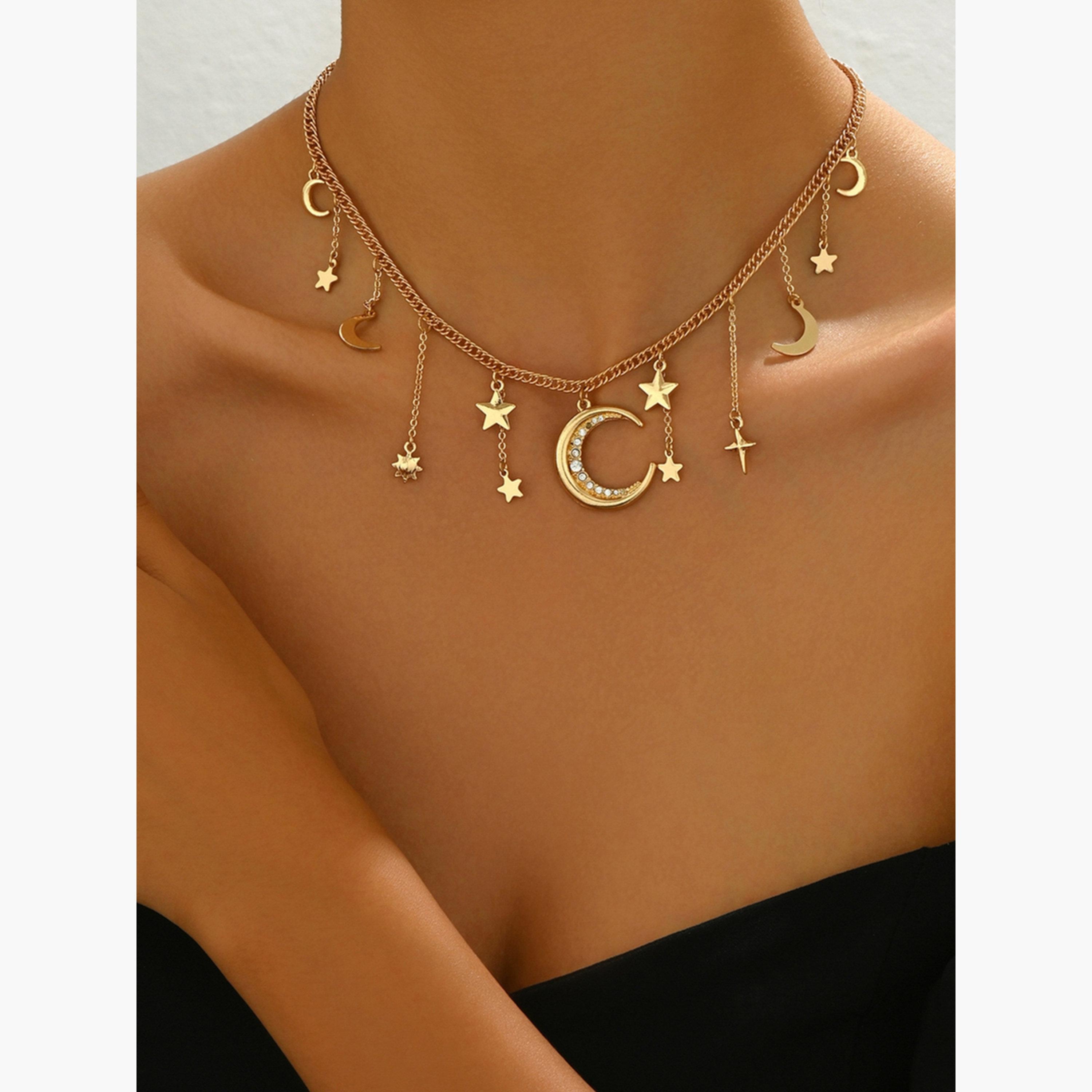تيك تو - قلادة مزينة بنجمة القمر وحجر الراين-women-watchesandjewellery-jewellery-necklacesandpendants-image-3