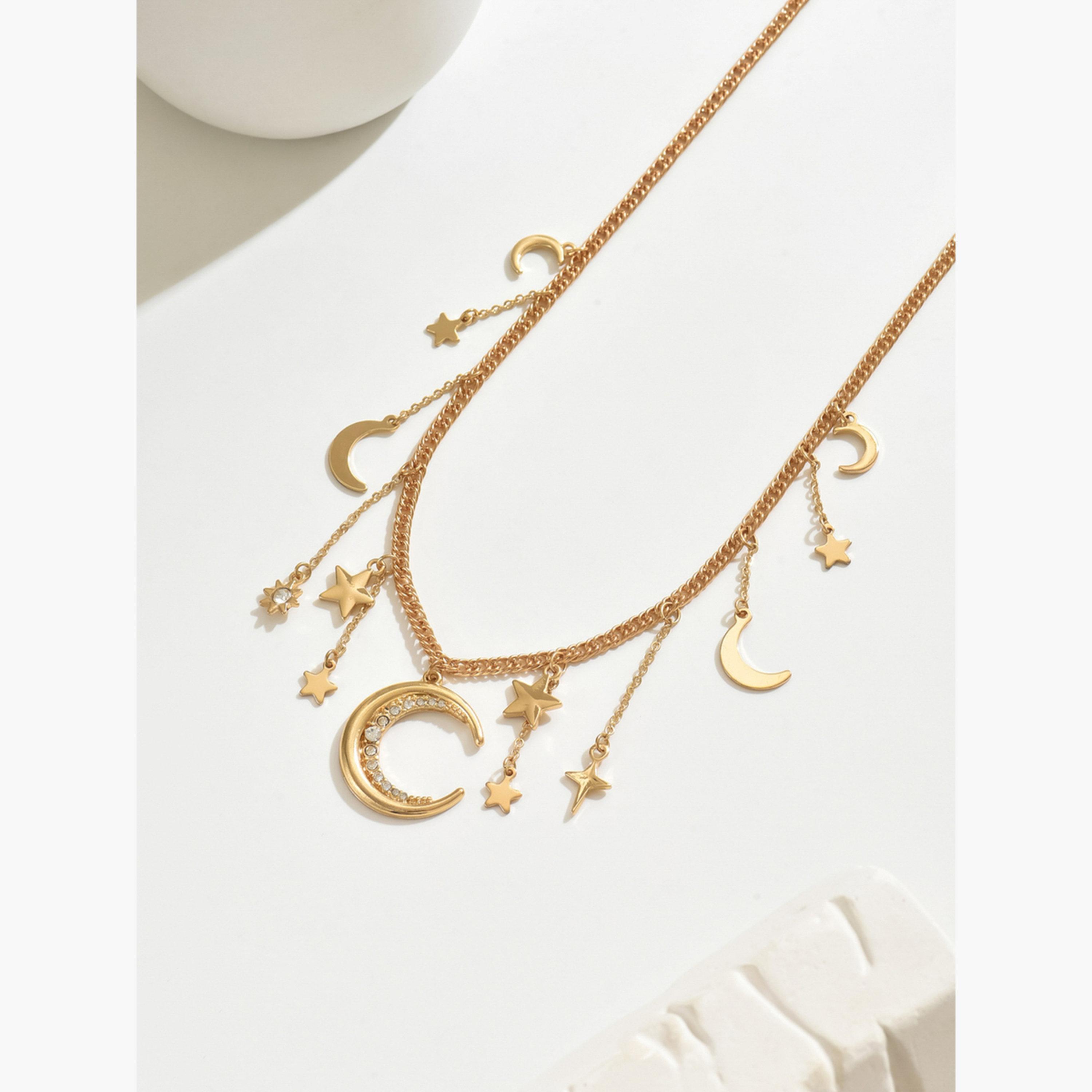 تيك تو - قلادة مزينة بنجمة القمر وحجر الراين-women-watchesandjewellery-jewellery-necklacesandpendants-image-4