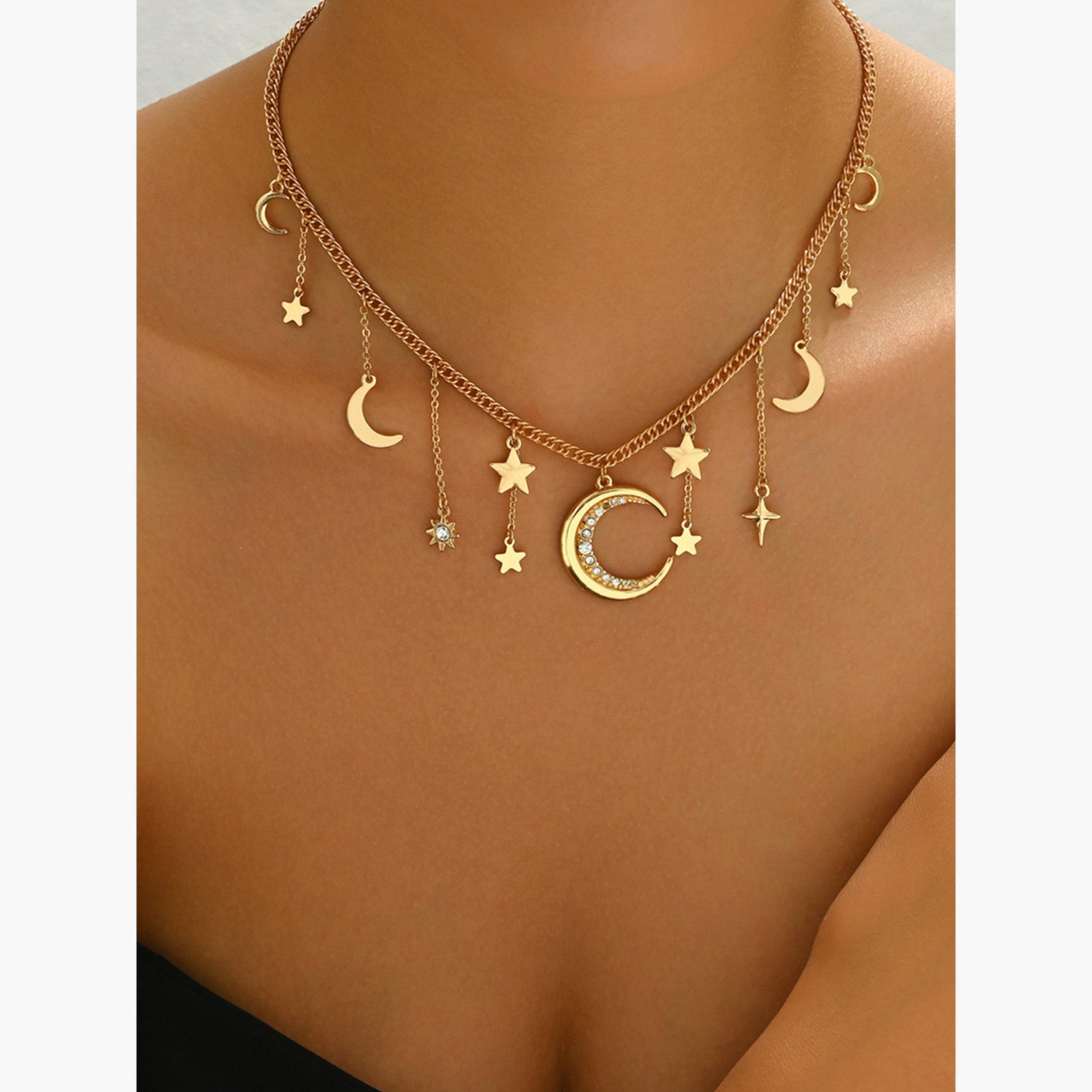 تيك تو - قلادة مزينة بنجمة القمر وحجر الراين-women-watchesandjewellery-jewellery-necklacesandpendants-image-5