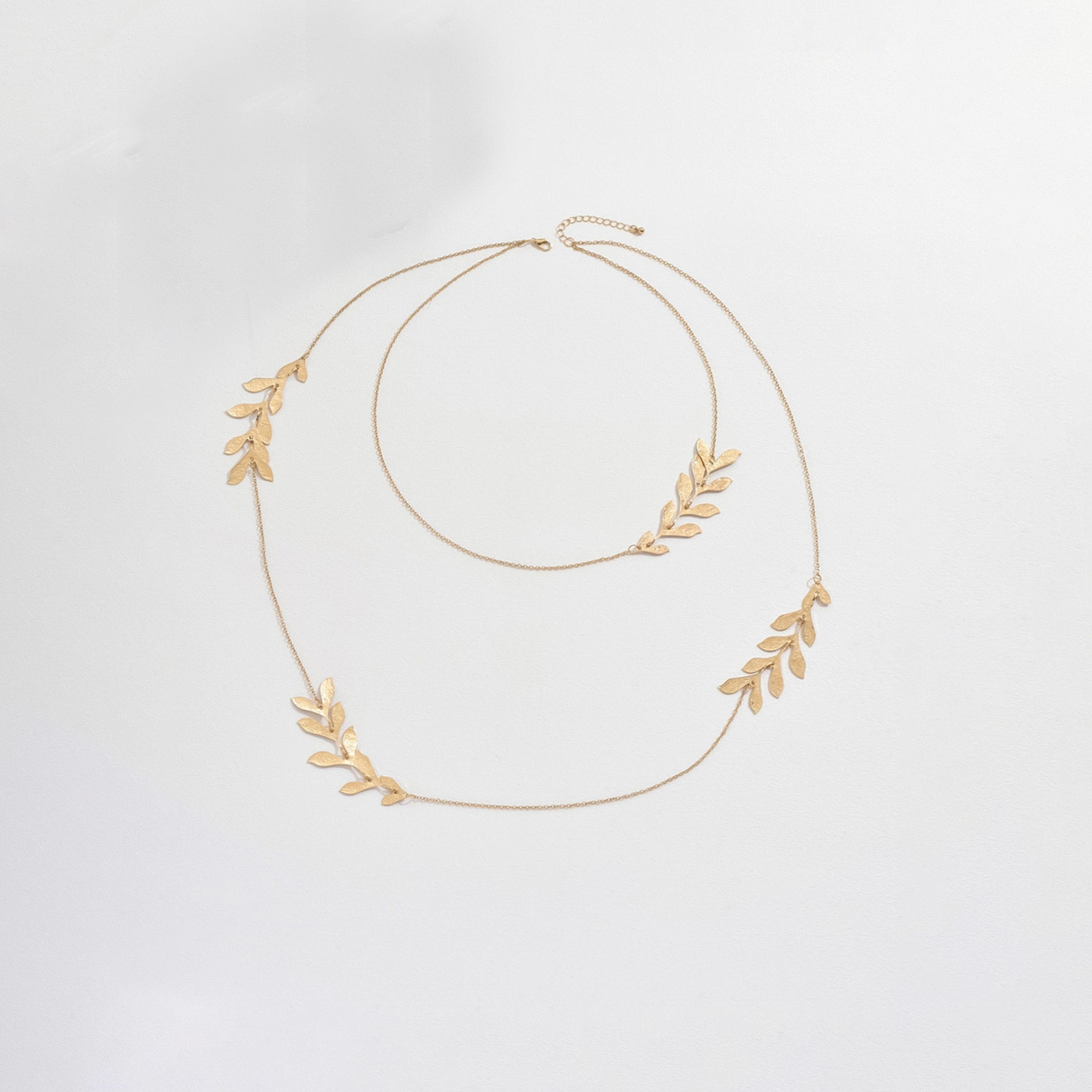 Take Two Women  Leaf Shape Long Layered Necklace-women-watchesandjewellery-jewellery-necklacesandpendants-image-1