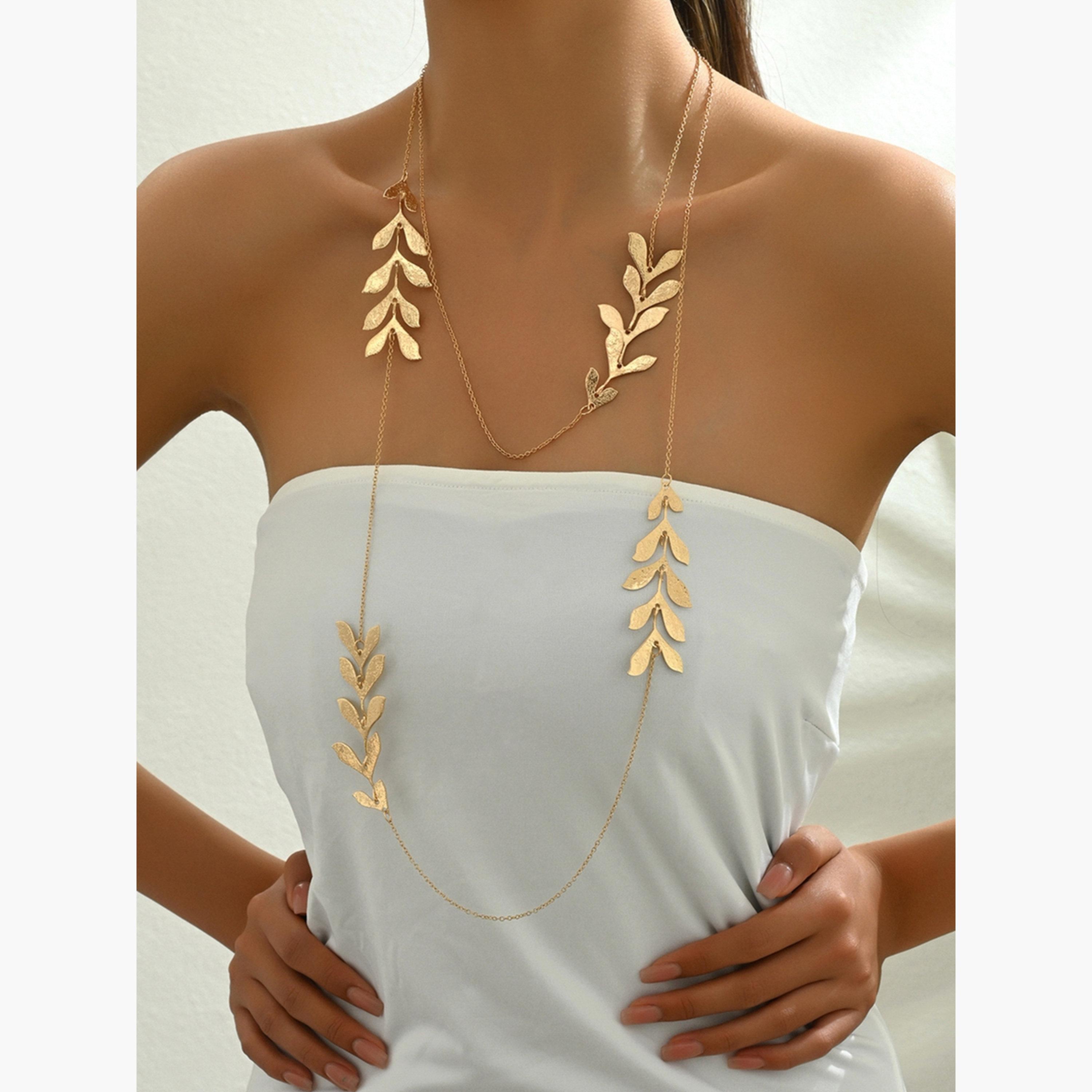 تيك تو - قلادة طويلة متعددة الطبقات على شكل ورقة-women-watchesandjewellery-jewellery-necklacesandpendants-image-4