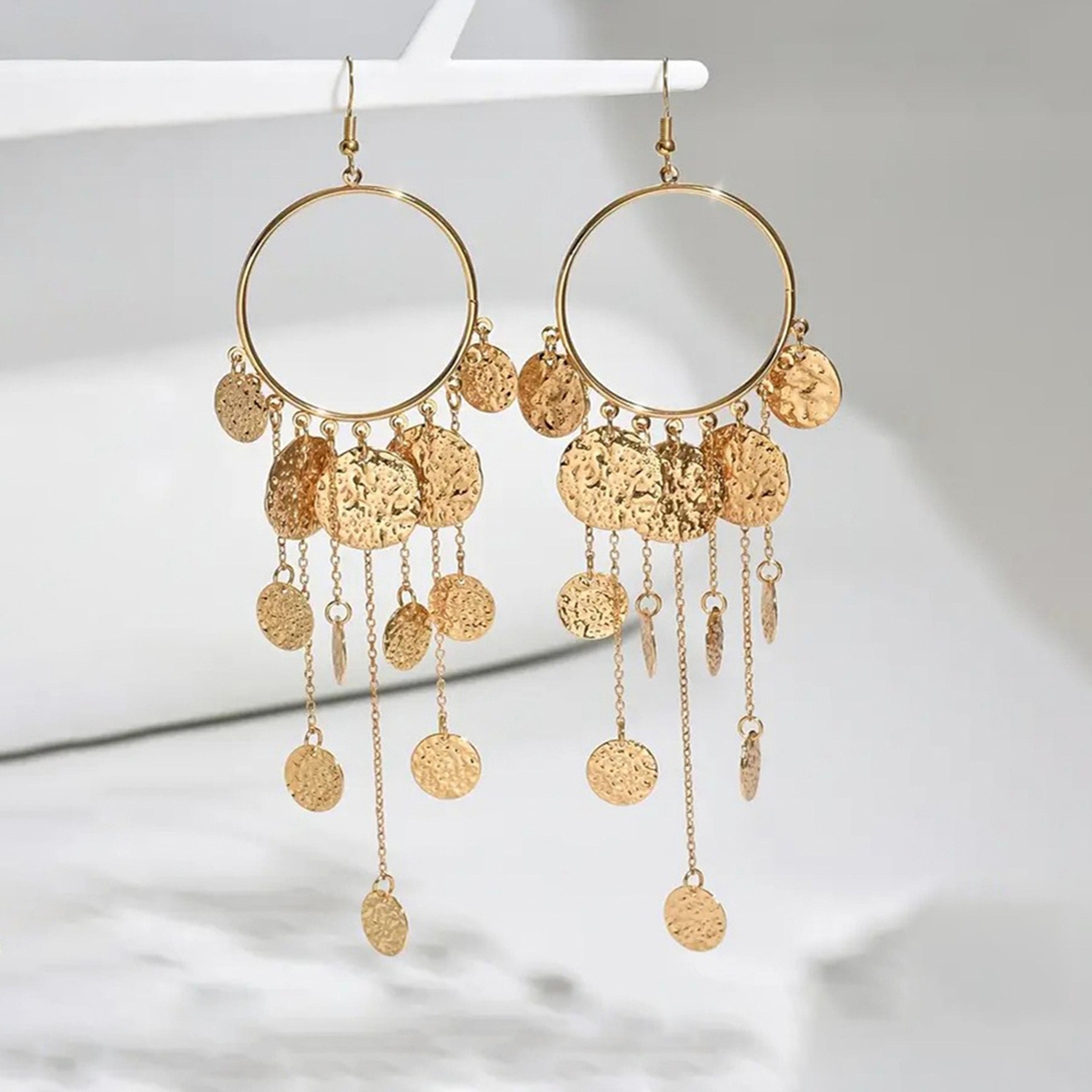 تيك تو - أقراط دائرية مزخرفة على شكل عملة معدنية-women-watchesandjewellery-jewellery-earrings-image-2