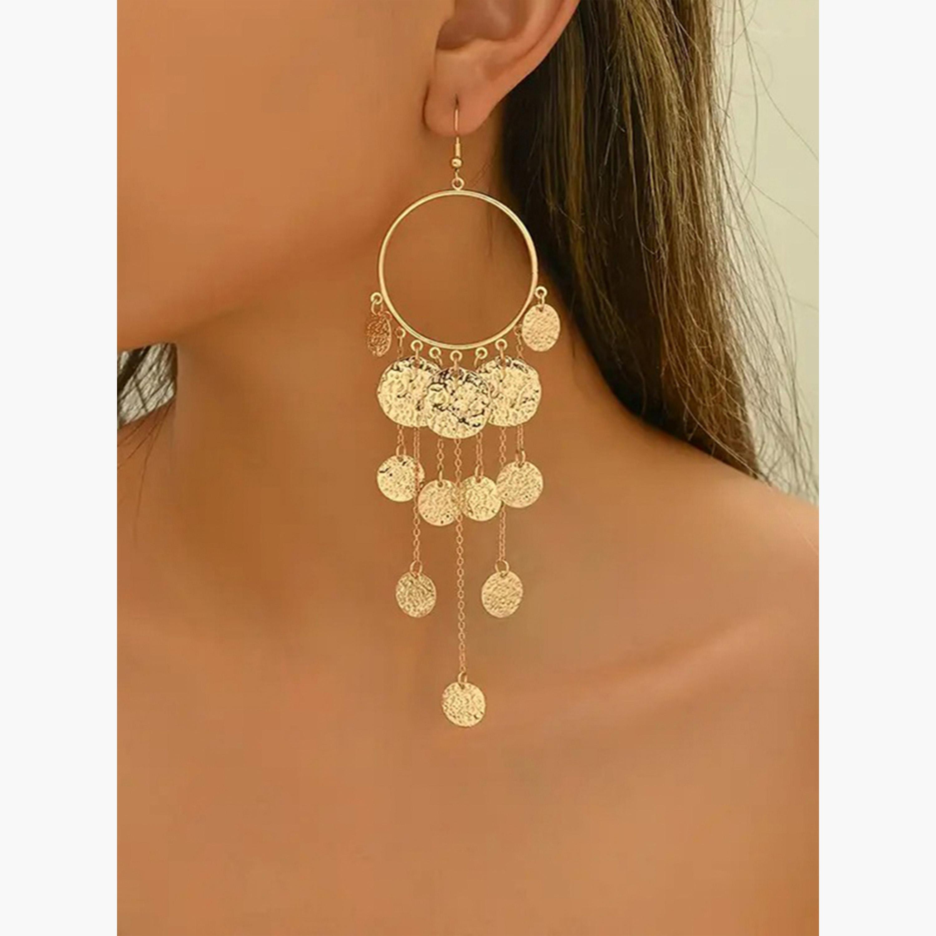 تيك تو - أقراط دائرية مزخرفة على شكل عملة معدنية-women-watchesandjewellery-jewellery-earrings-image-3