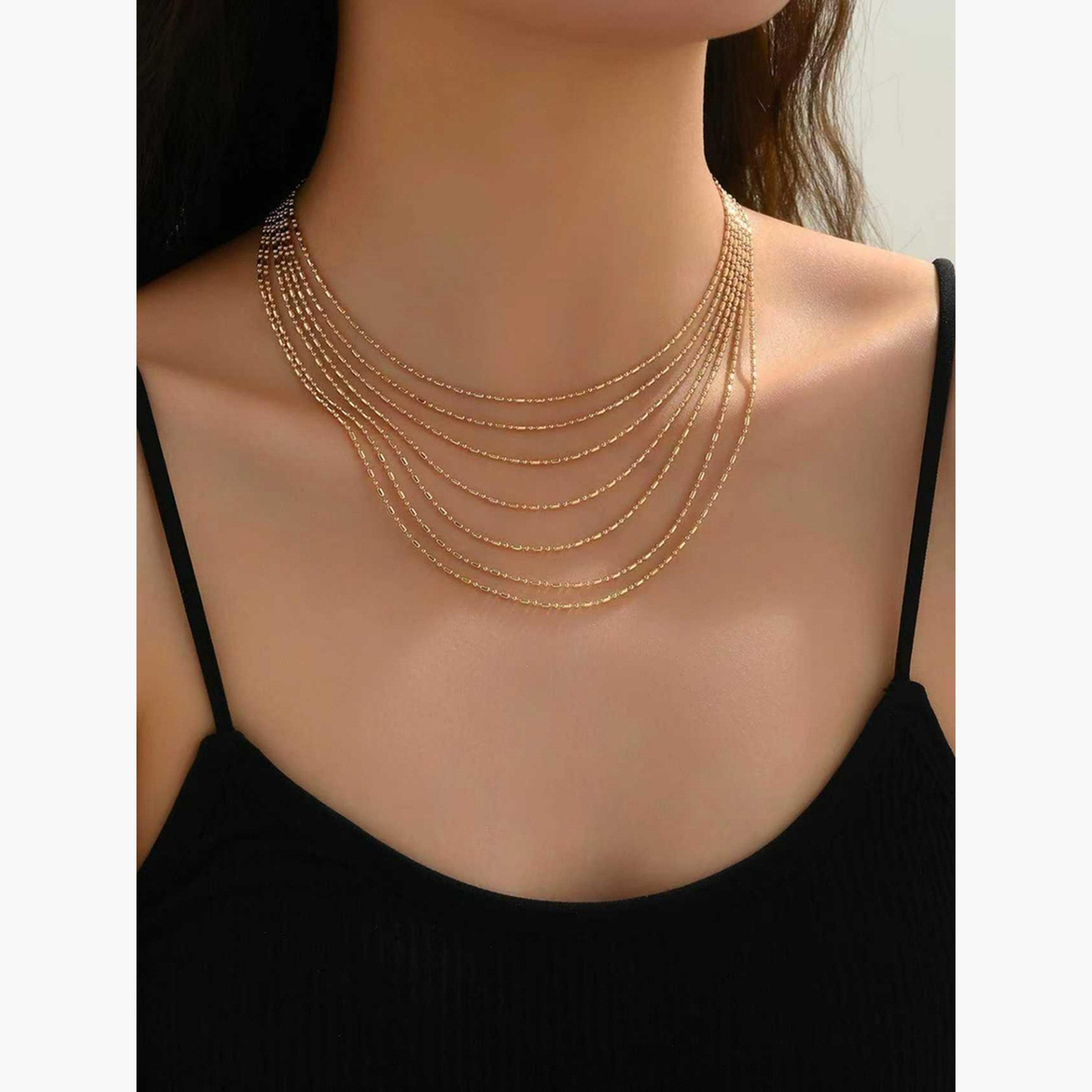 Take Two Women  Gold Tone Layered Chain Necklace-women-watchesandjewellery-jewellery-necklacesandpendants-image-2
