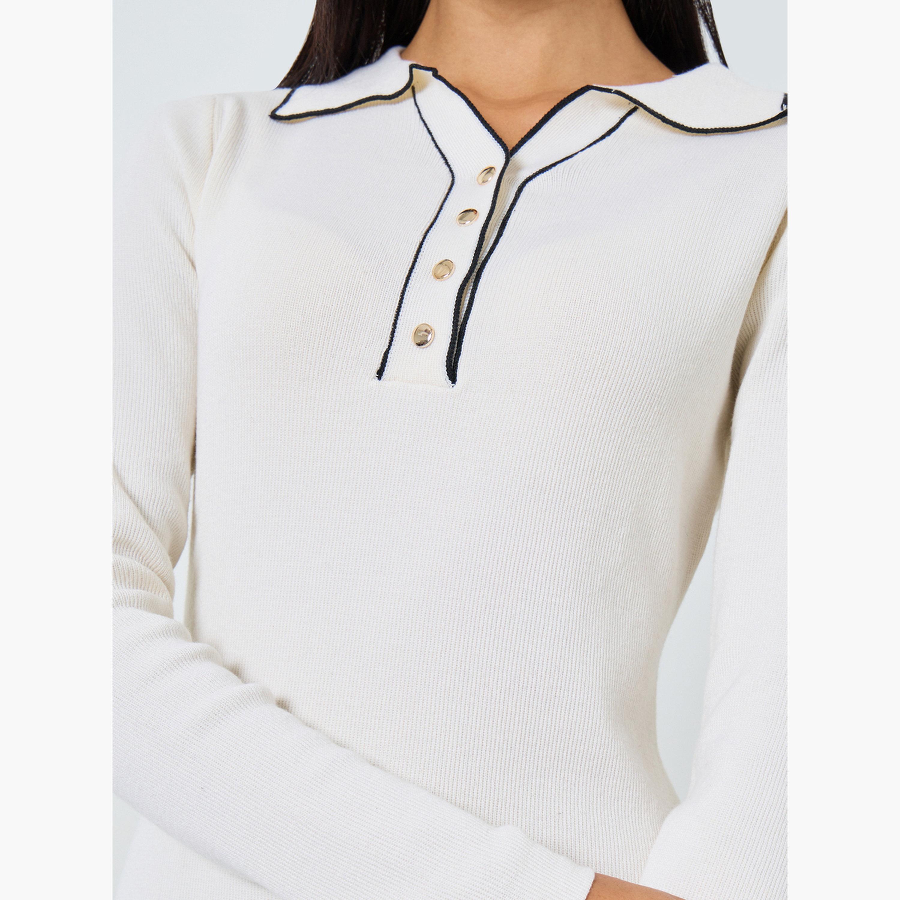 Styli Women Off-White Long Sleeves Sweater Midi Dress-women-clothing-dresses-image-4