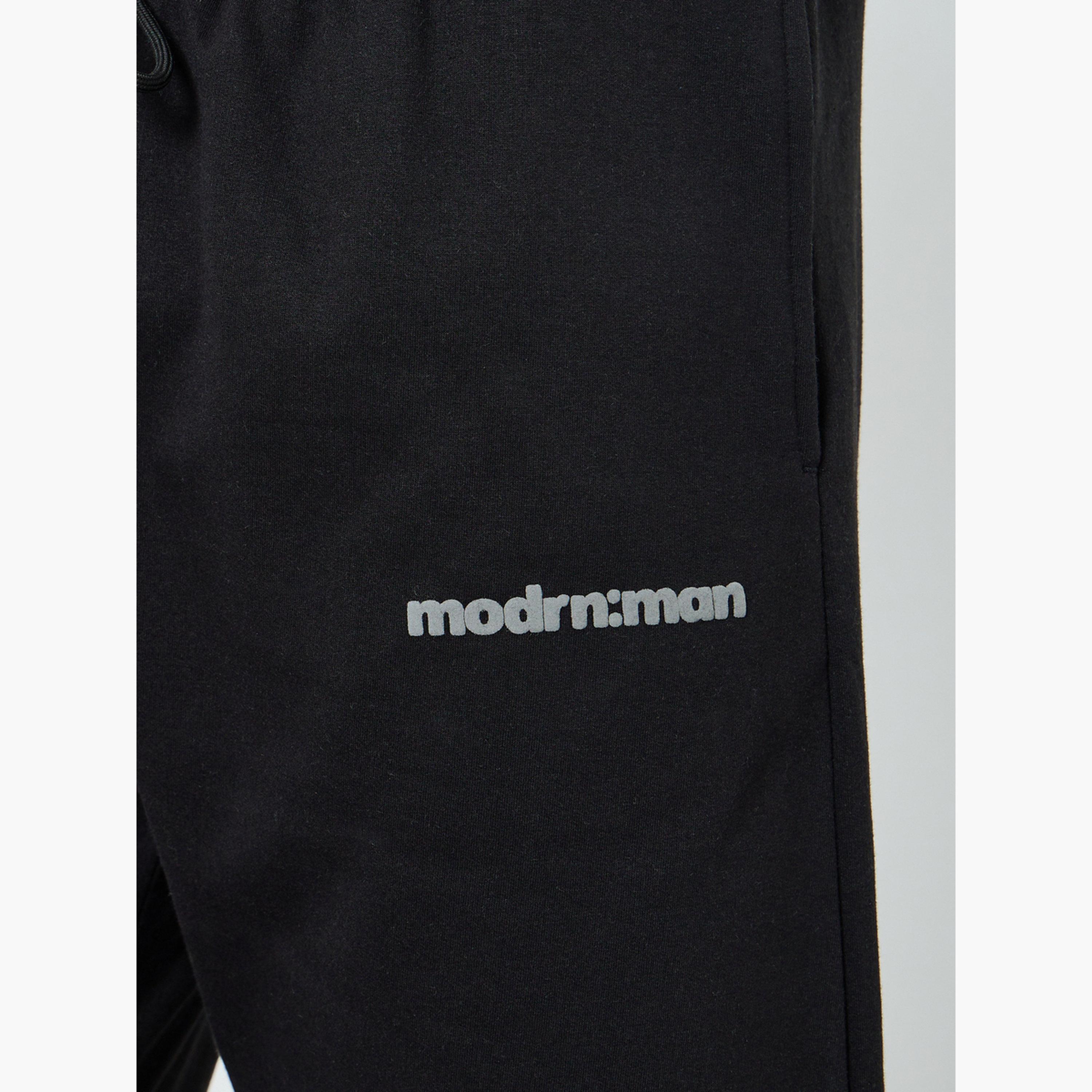 Styli Men Black Slogan Oversized Joggers-men-clothing-bottoms-joggers-image-3