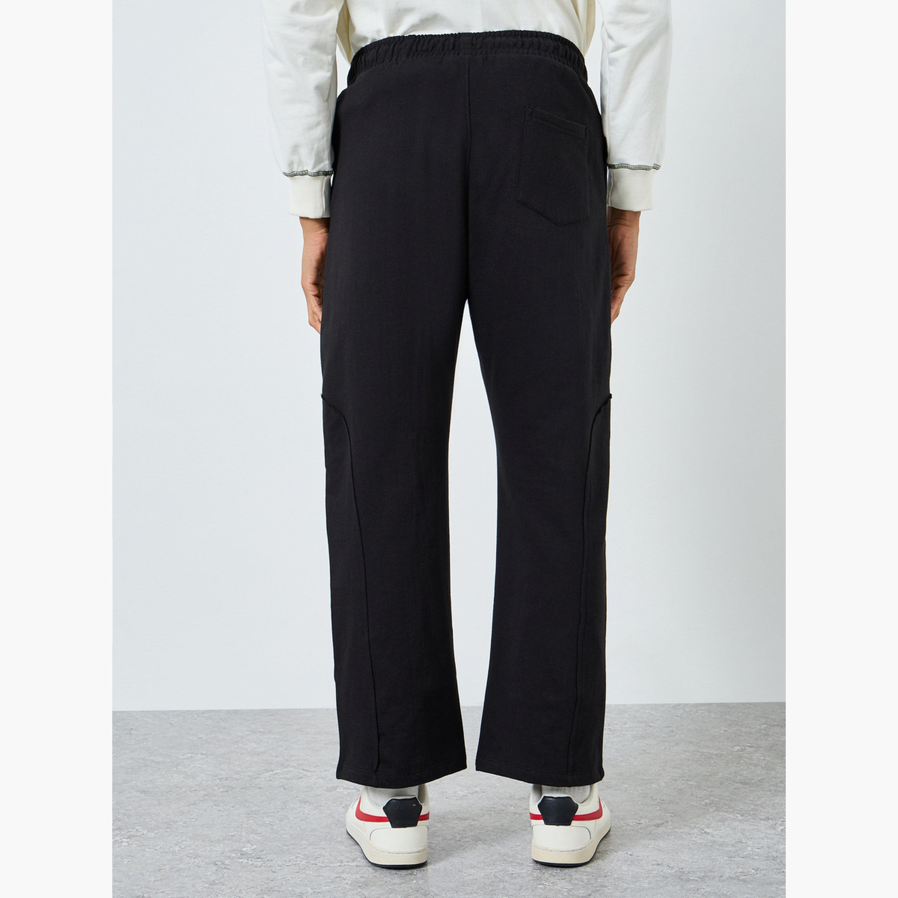 Styli Men Black Slogan Oversized Joggers-men-clothing-bottoms-joggers-image-4