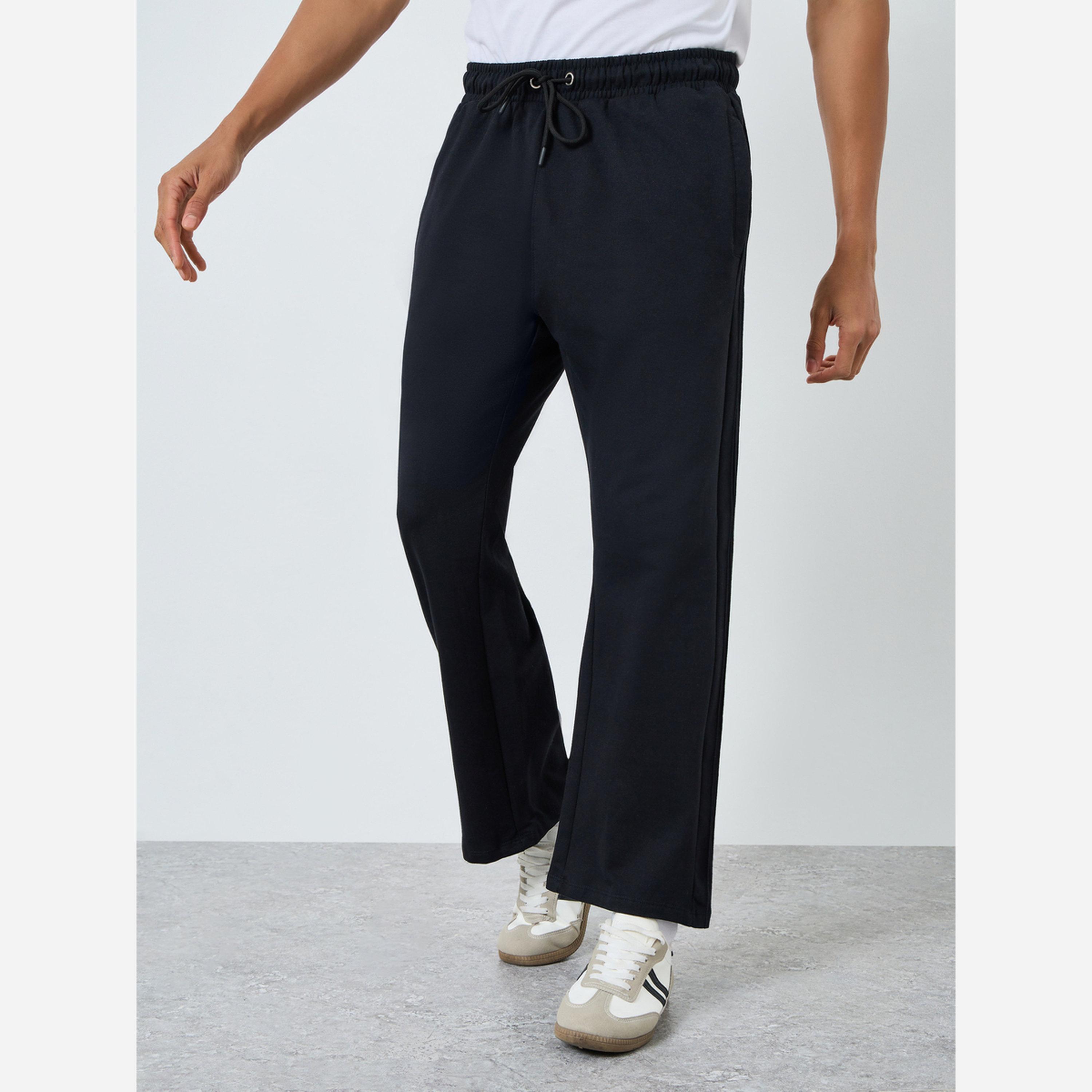 Styli Men Black Oversized Fleece Joggers-men-clothing-bottoms-joggers-image-1