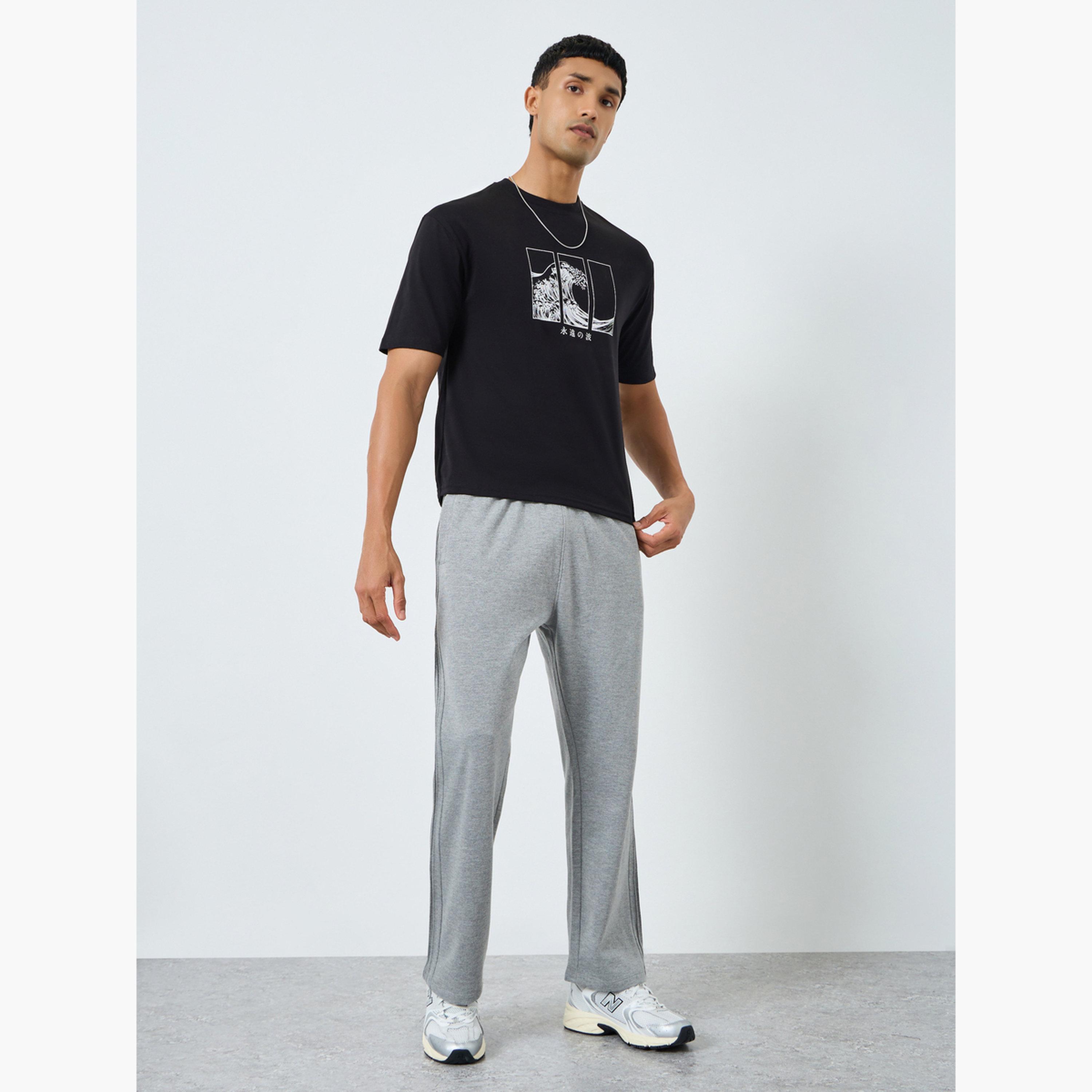 Styli Men Grey Fleece Oversized Joggers-men-clothing-bottoms-joggers-image-2