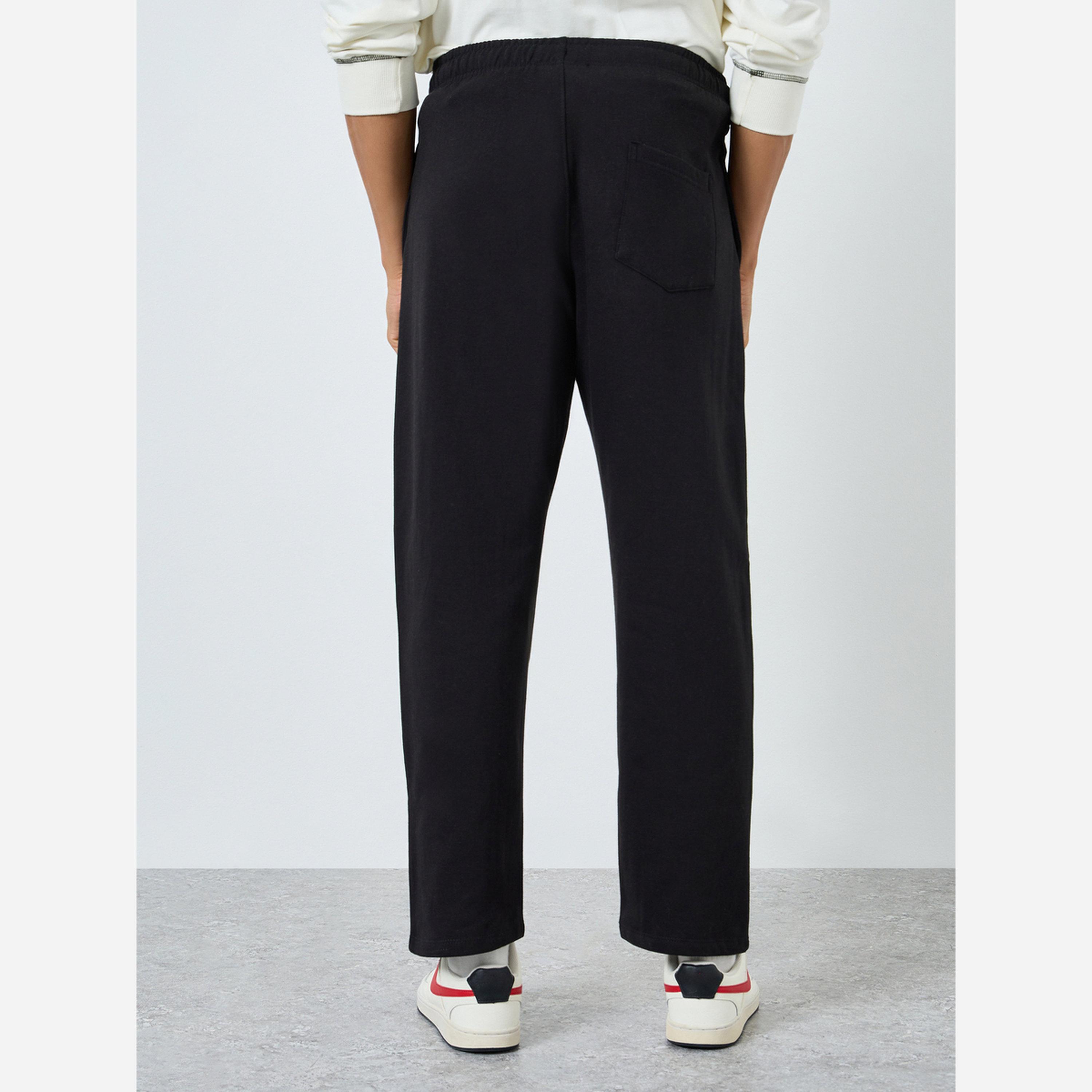Styli Men Black Embroidered Fleece Joggers-men-clothing-bottoms-joggers-image-3