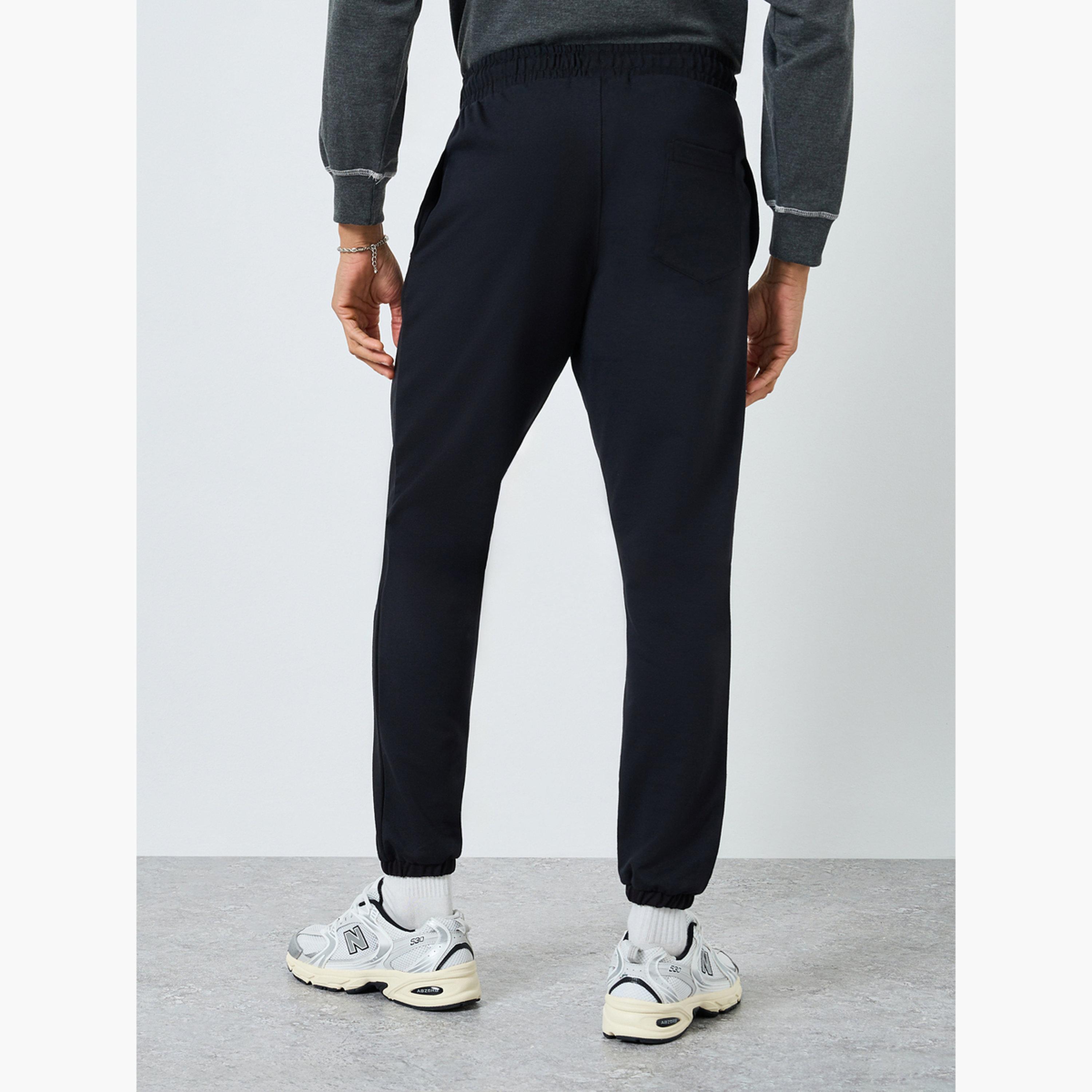 Styli Men Black Embroidered Slim Fit Joggers-men-clothing-bottoms-joggers-image-4