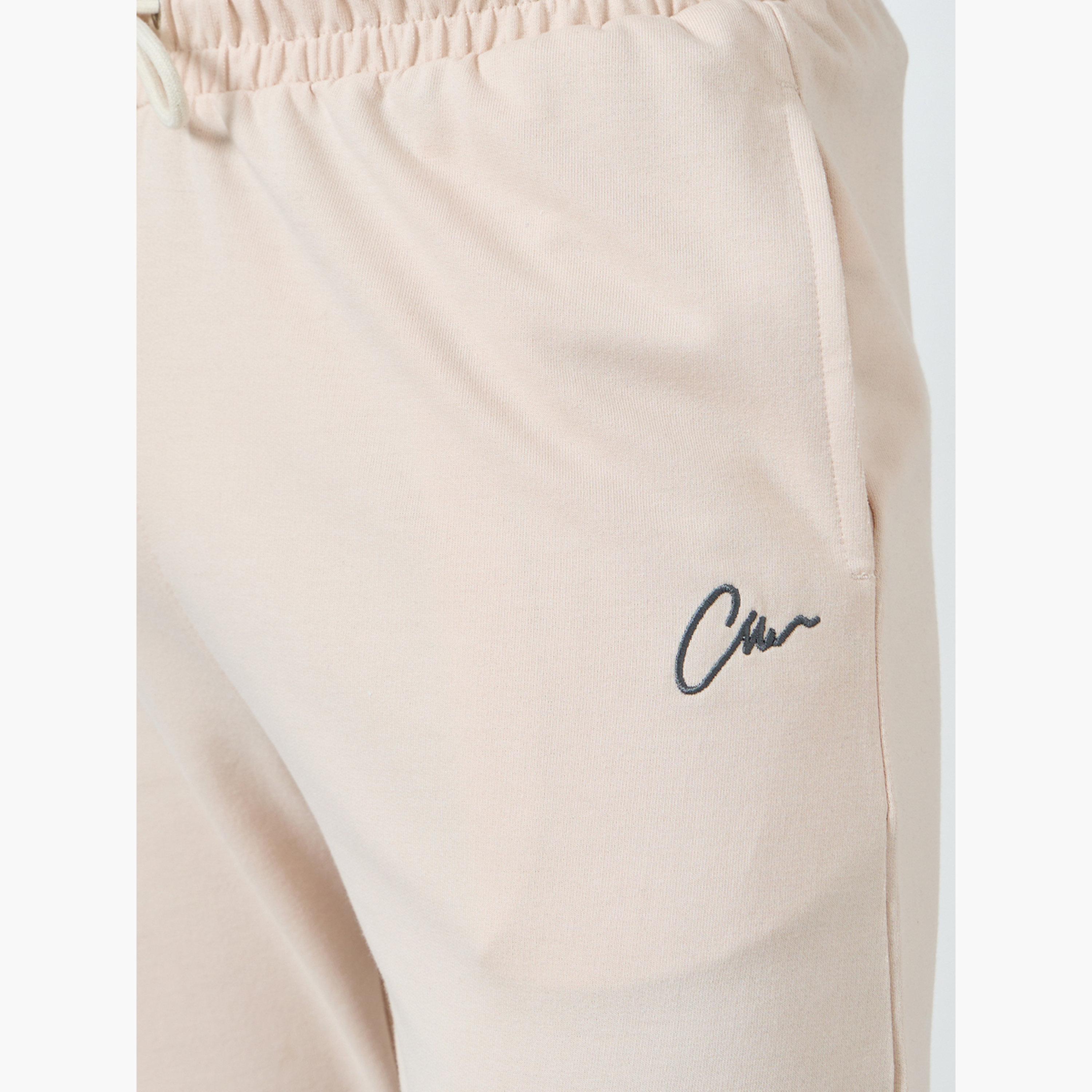 Styli Men Beige Embroidered Slim Fit Joggers-men-clothing-bottoms-joggers-image-3