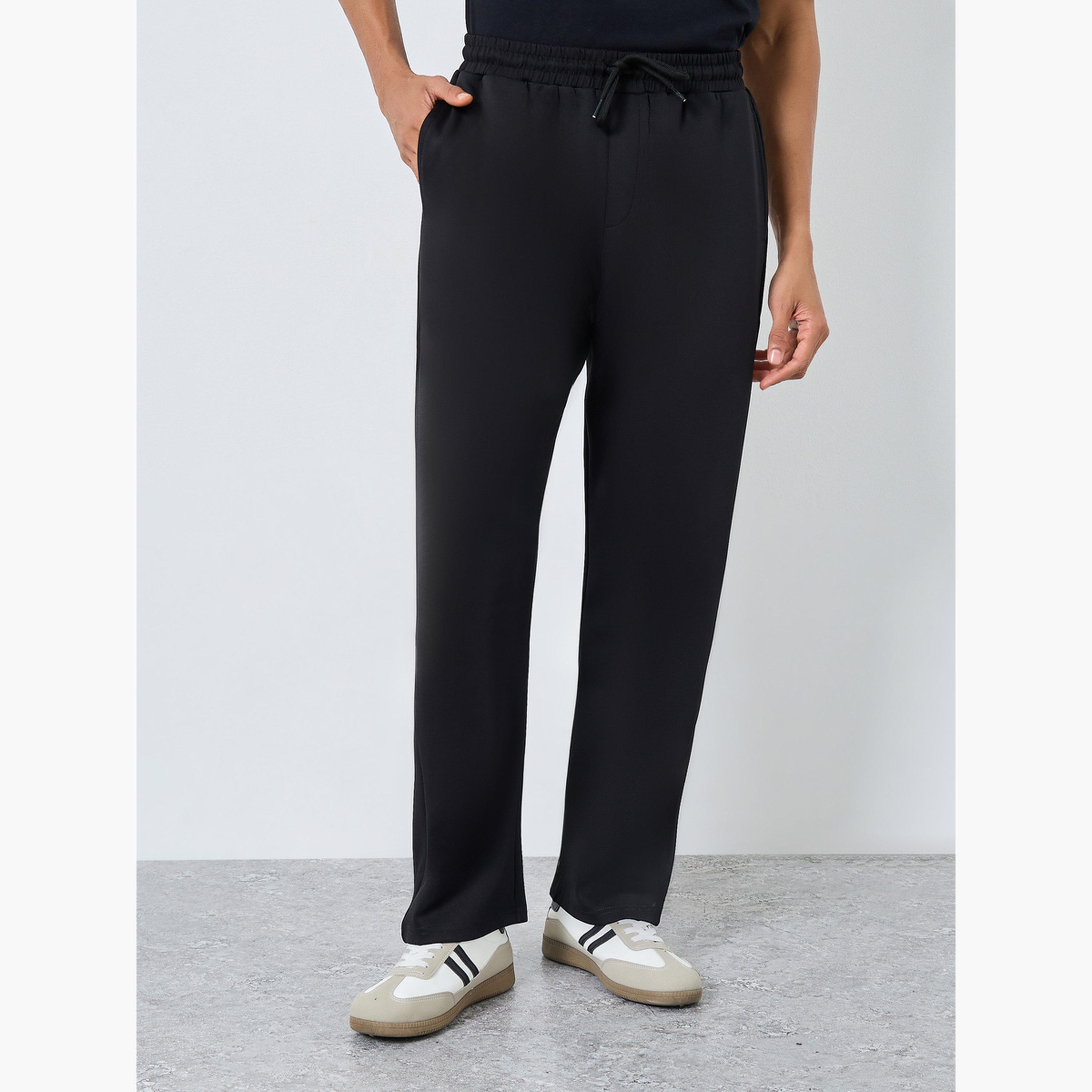 Styli Men Black Drawstring Joggers-men-clothing-bottoms-joggers-image-1