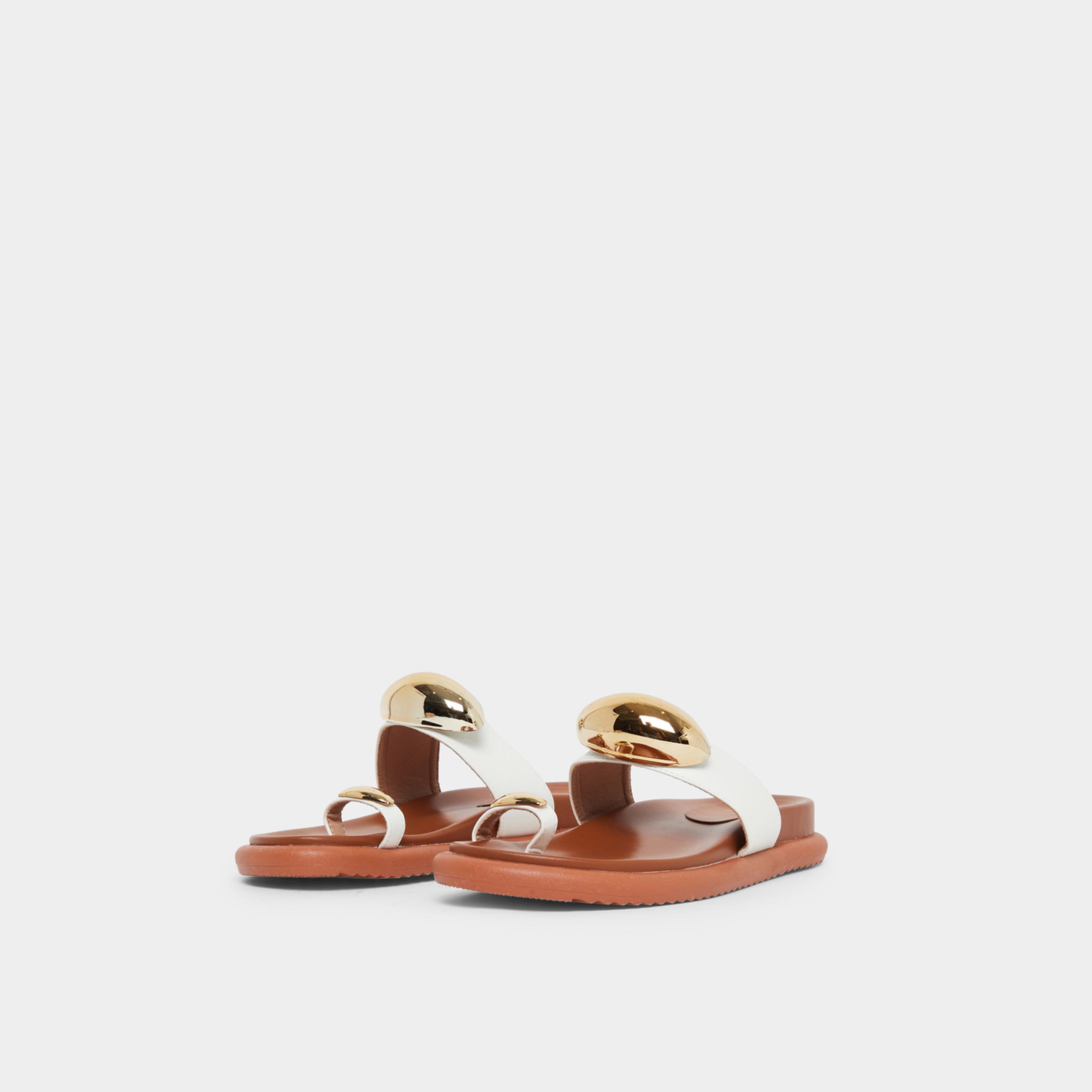 Styli Women Metal Accent Toe-Loop Flat Sandals-women-shoes-sandals-flats-image-1