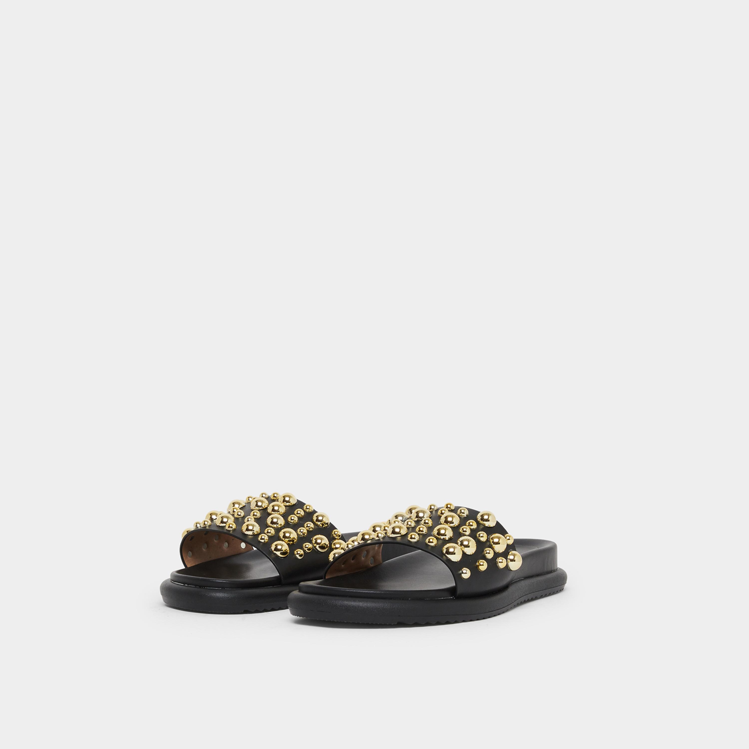 Styli Women Black Studded Slides-women-shoes-flats-slides-image-1