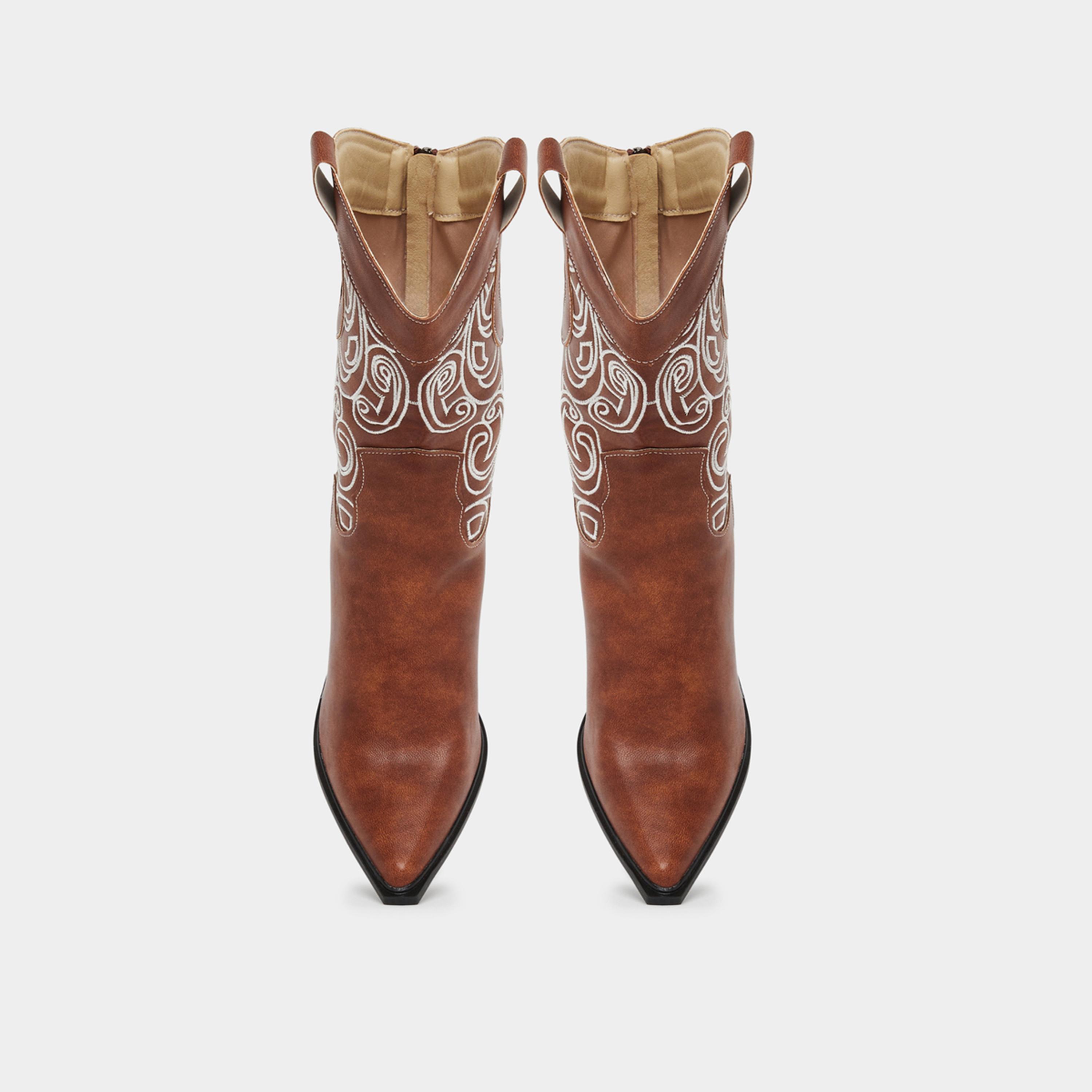 Styli Women Brown Embroidered Cowboy Boots-women-shoes-boots-image-4