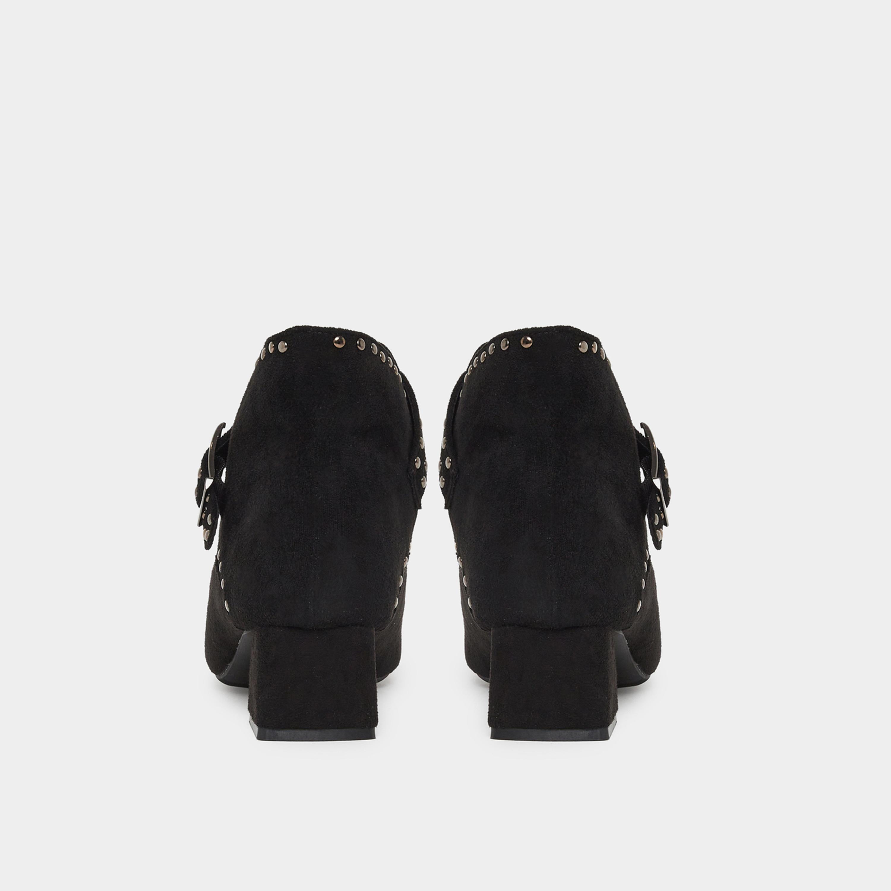 Styli Women Black Studded Buckle Ankle Boots-women-shoes-boots-image-5
