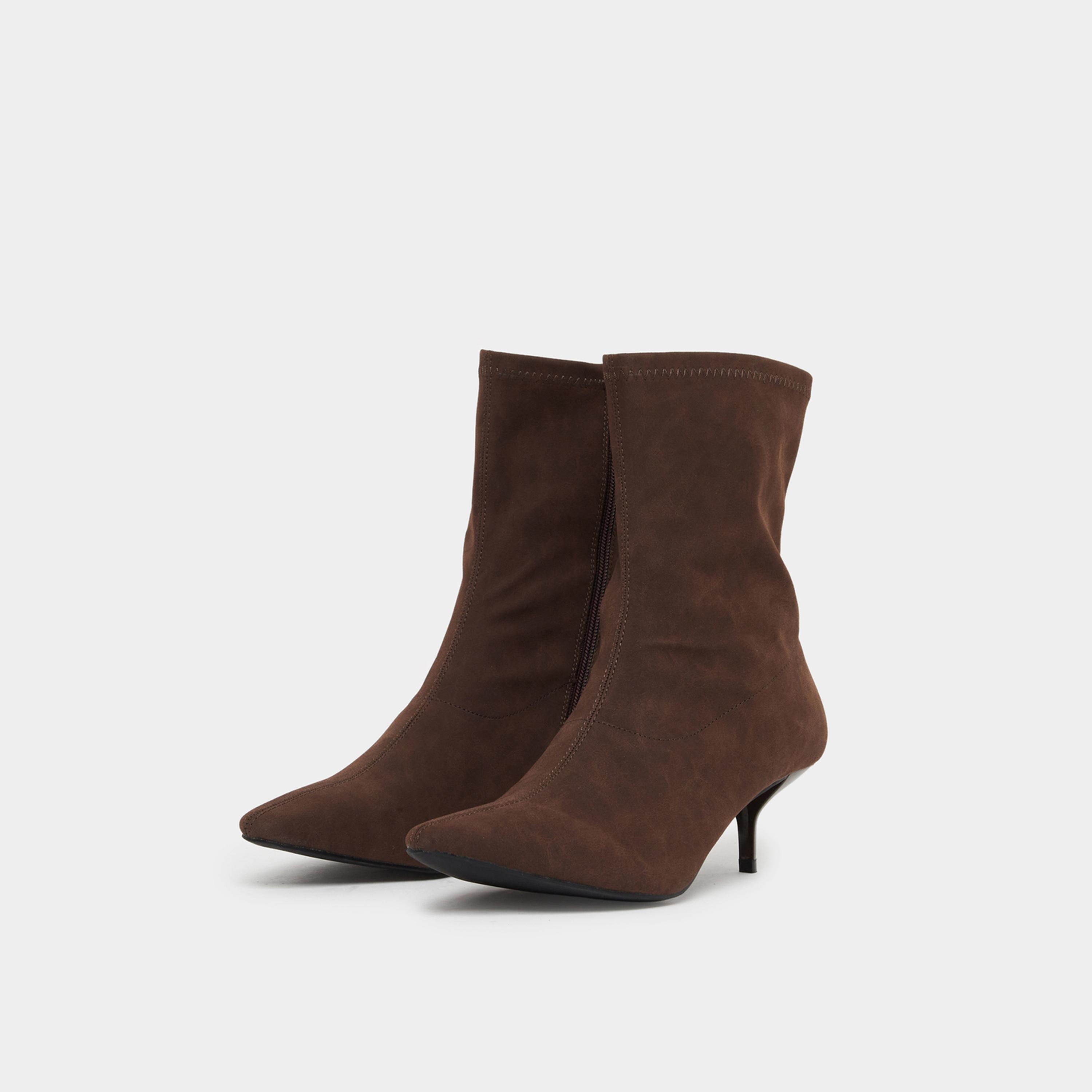 Styli Women Brown Suede Look Ankle Boots-women-shoes-boots-image-1