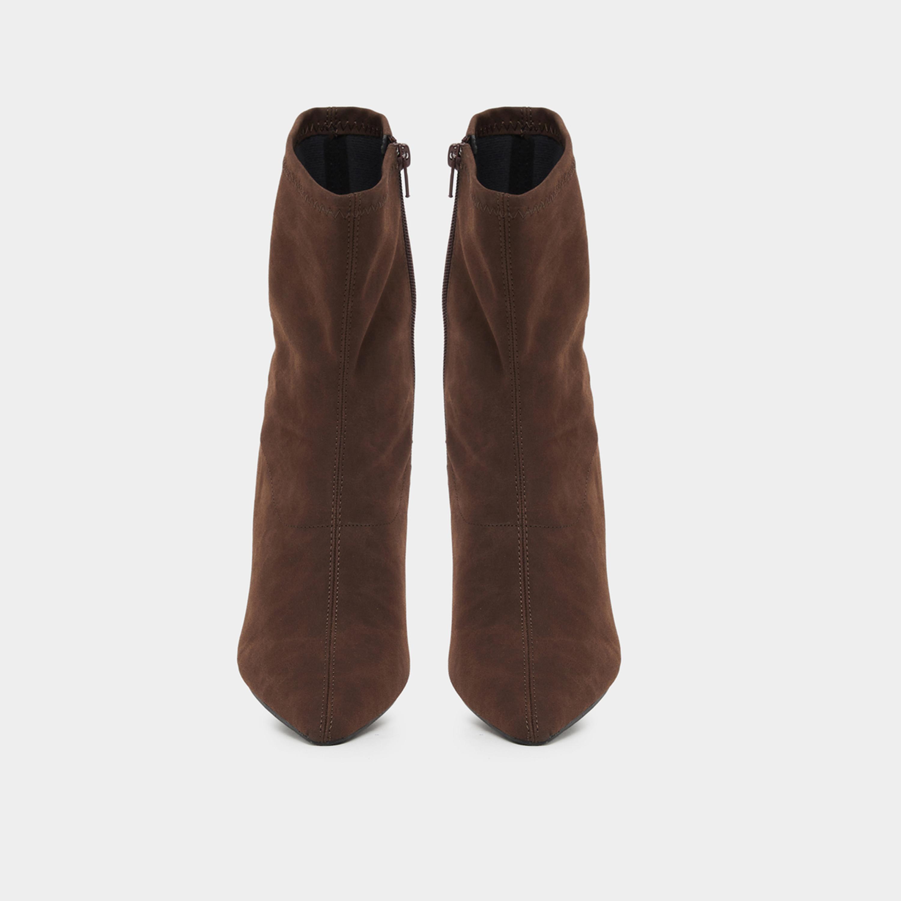 Styli Women Brown Suede Look Ankle Boots-women-shoes-boots-image-4