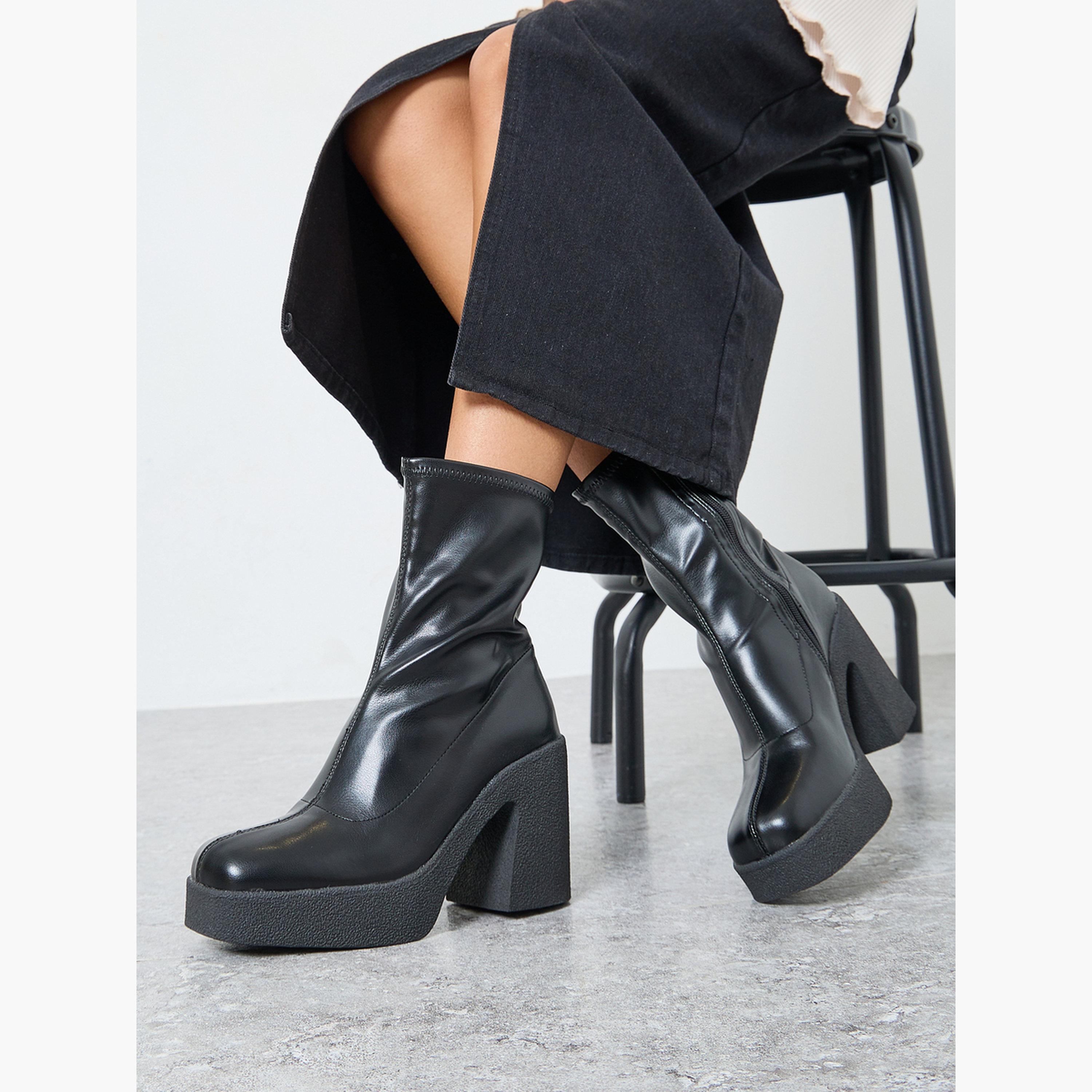 Styli Mid Calf Platform Heel Boots-women-shoes-boots-image-3