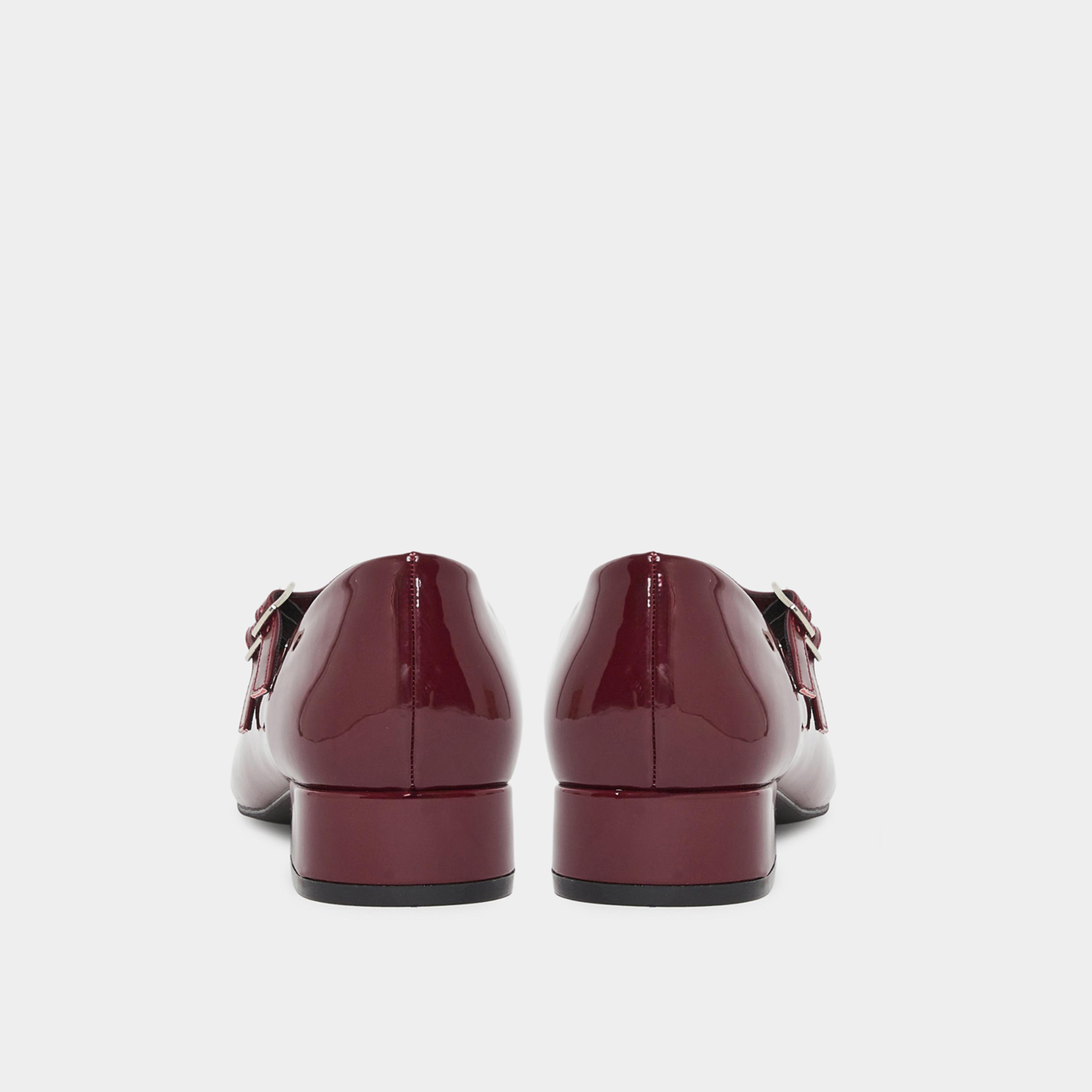 ستايلي - حذاء ماري جين برغندي لامع بمقدمة مربعة للنساء-women-shoes-flats-ballerinas-image-5