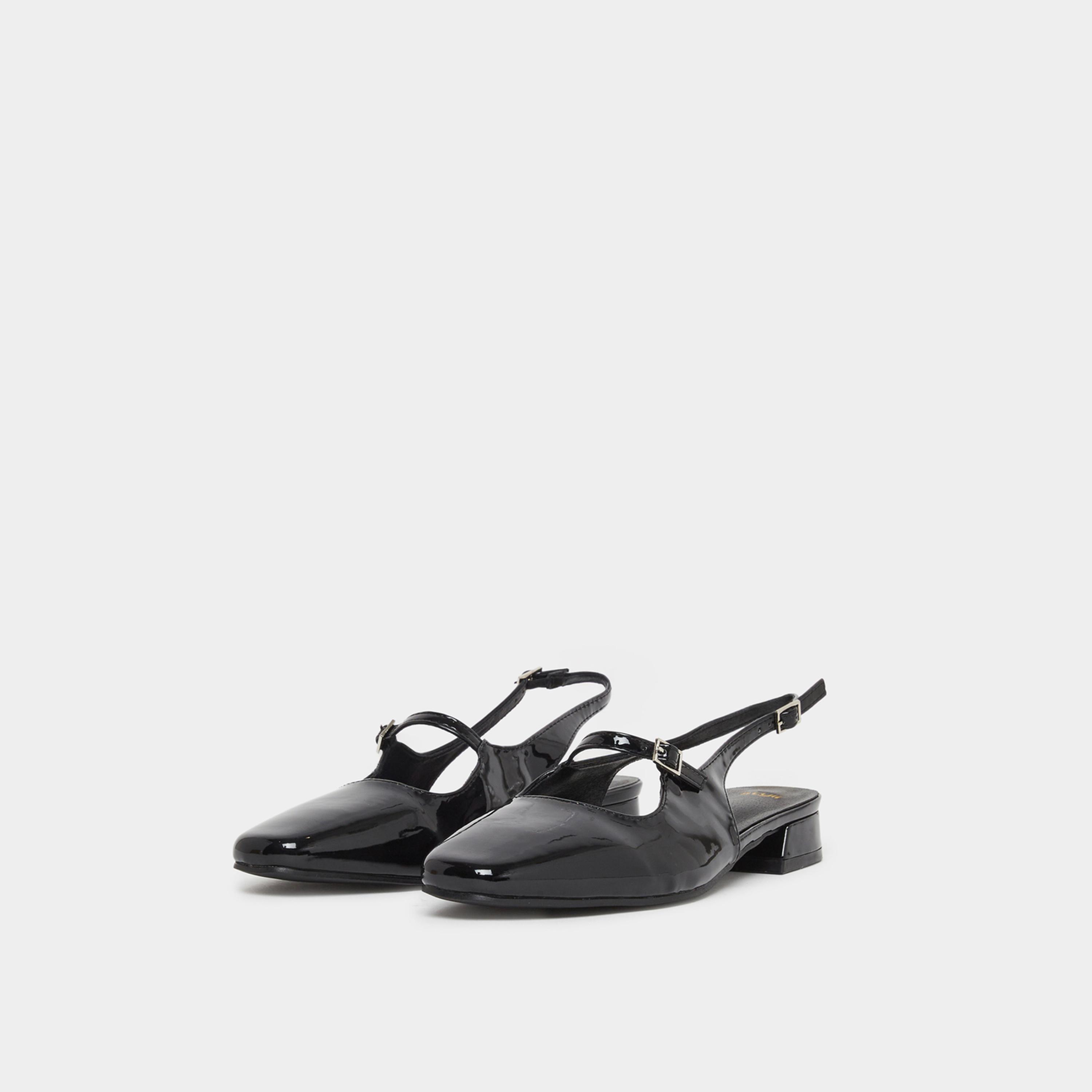 ستايلي - حذاء ماري جين نسائي أسود لامع بكعب مفتوح من الخلف-women-shoes-sandals-flats-image-1