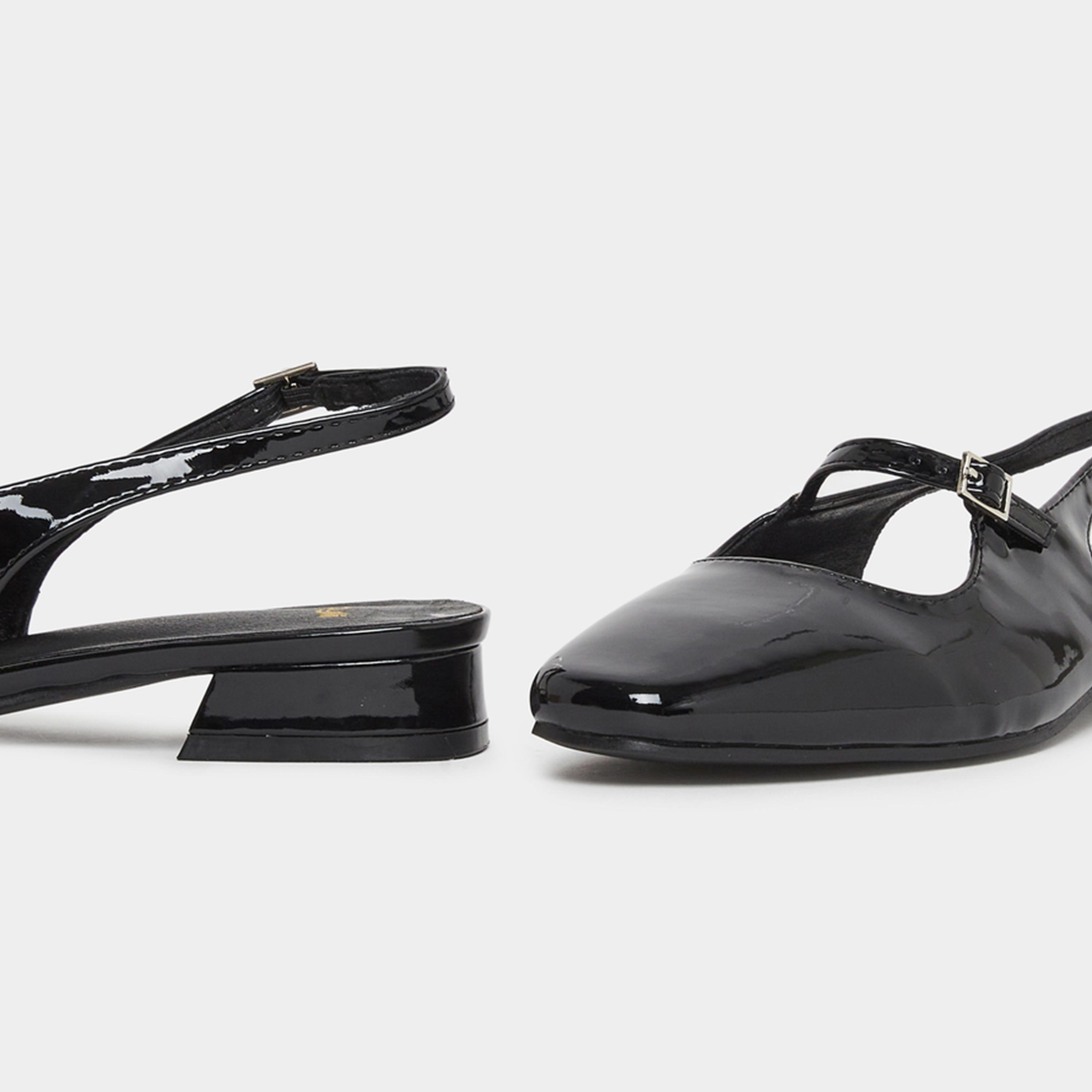 ستايلي - حذاء ماري جين نسائي أسود لامع بكعب مفتوح من الخلف-women-shoes-sandals-flats-image-4