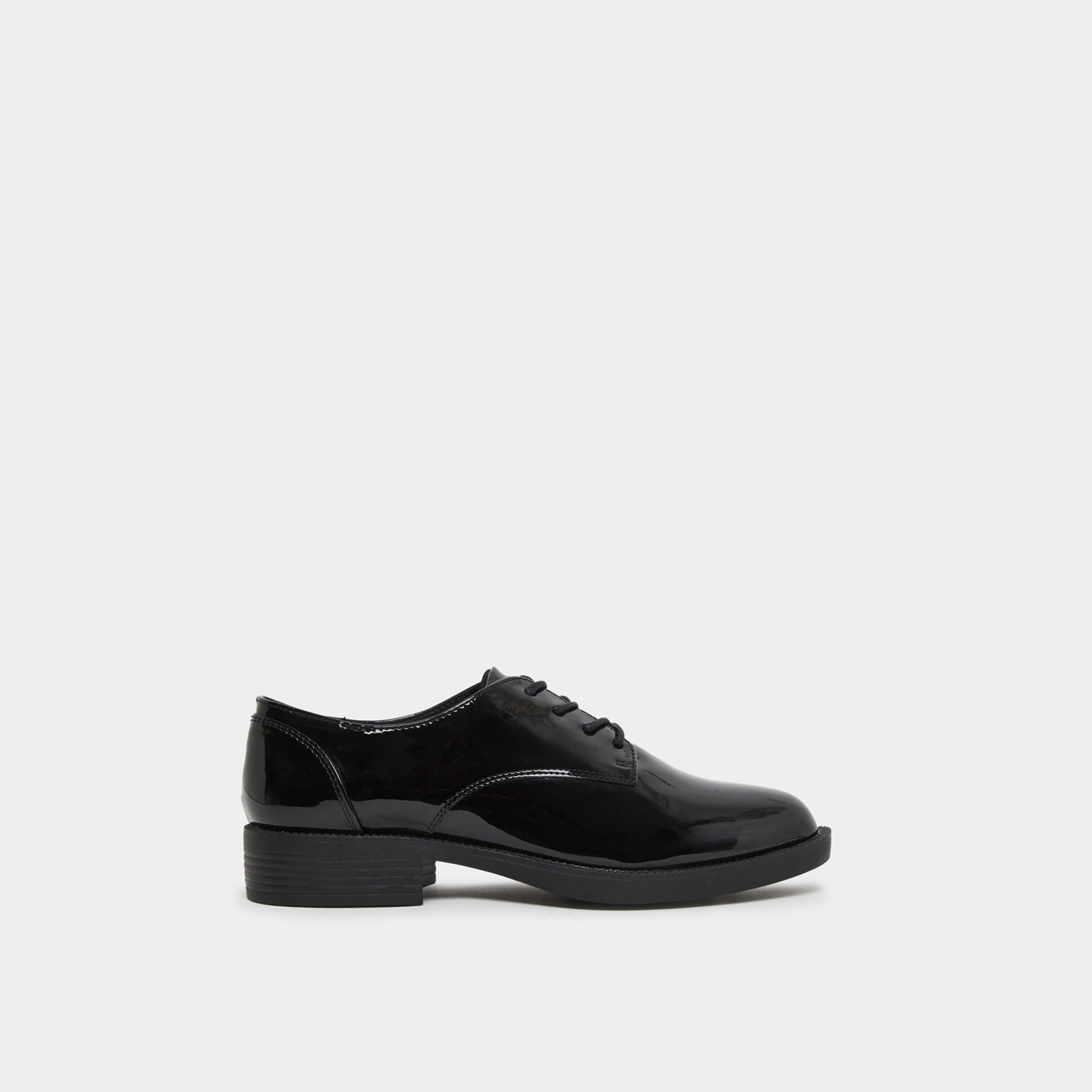 ستايلي - حذاء أكسفورد نسائي أسود من الجلد الصناعي اللامع-women-shoes-flats-loafers-image-3
