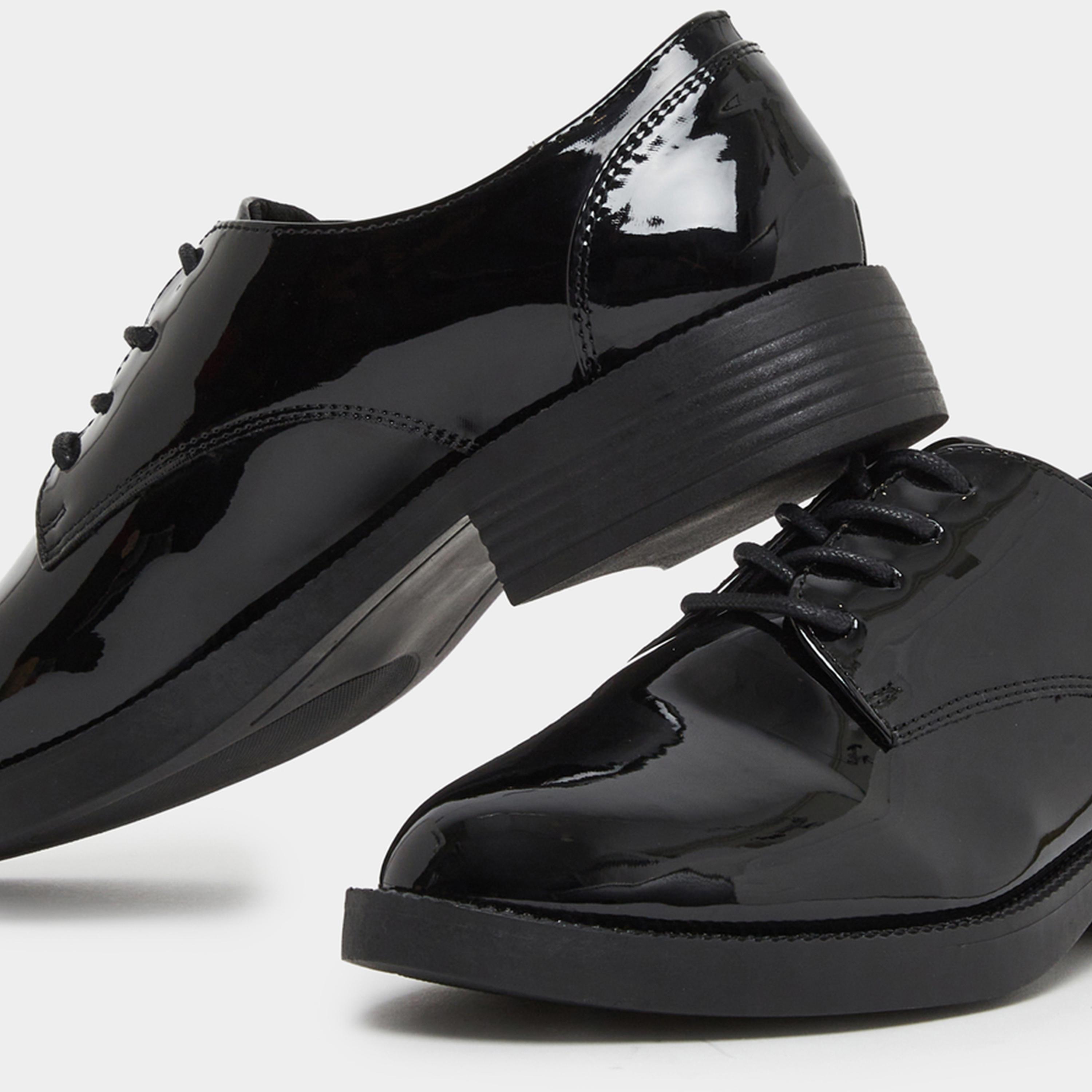ستايلي - حذاء أكسفورد نسائي أسود من الجلد الصناعي اللامع-women-shoes-flats-loafers-image-4