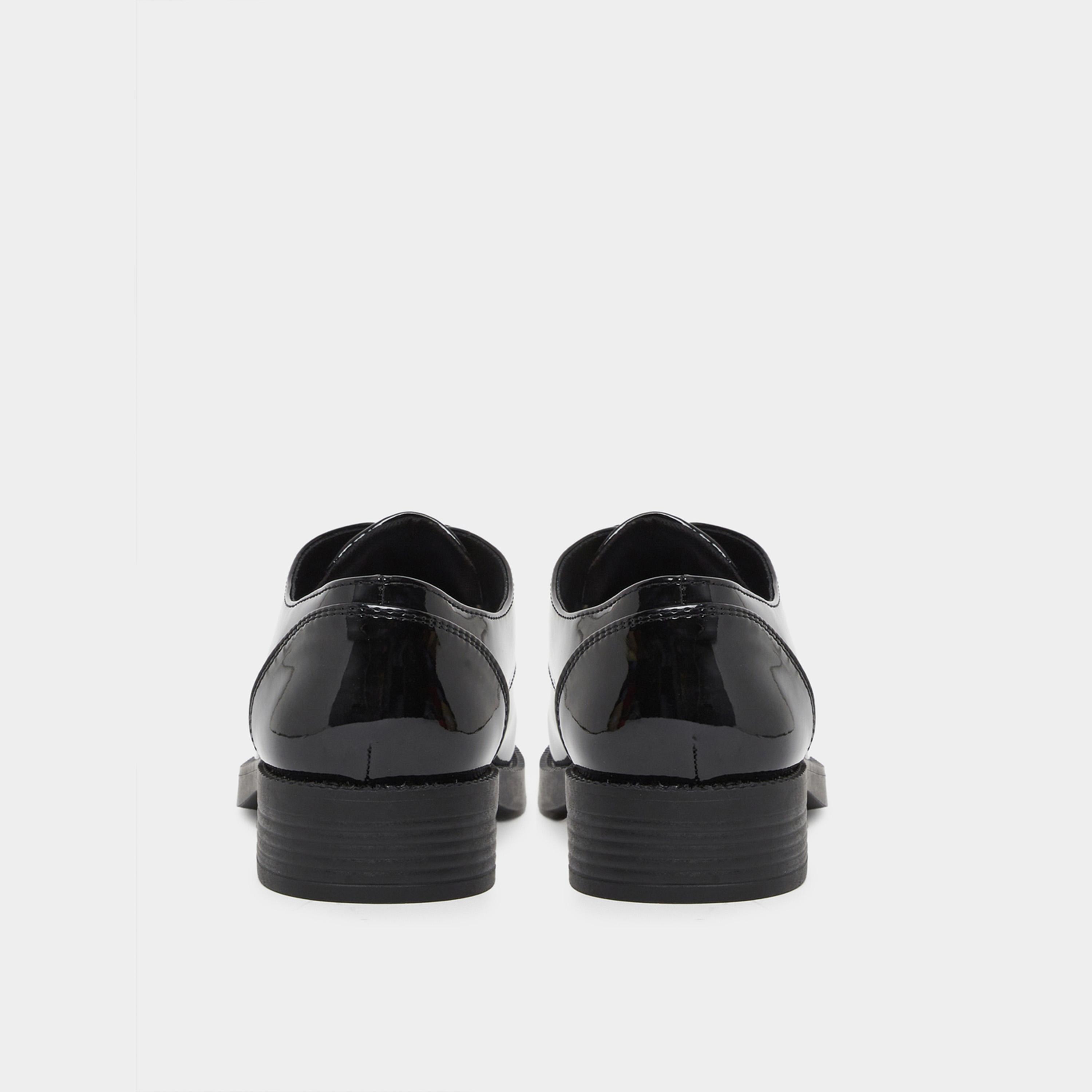 ستايلي - حذاء أكسفورد نسائي أسود من الجلد الصناعي اللامع-women-shoes-flats-loafers-image-5