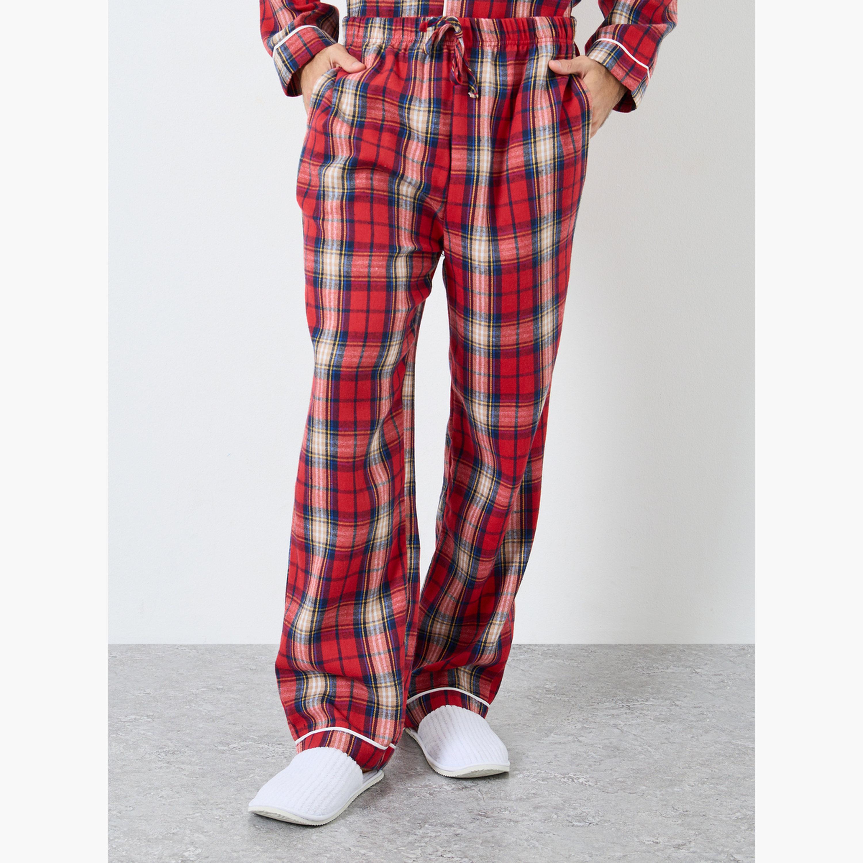 Styli Family Pyjamas - Men Check Pocket Piped Shirt and Pyjama Set-men-clothing-nightwear-sets-image-4