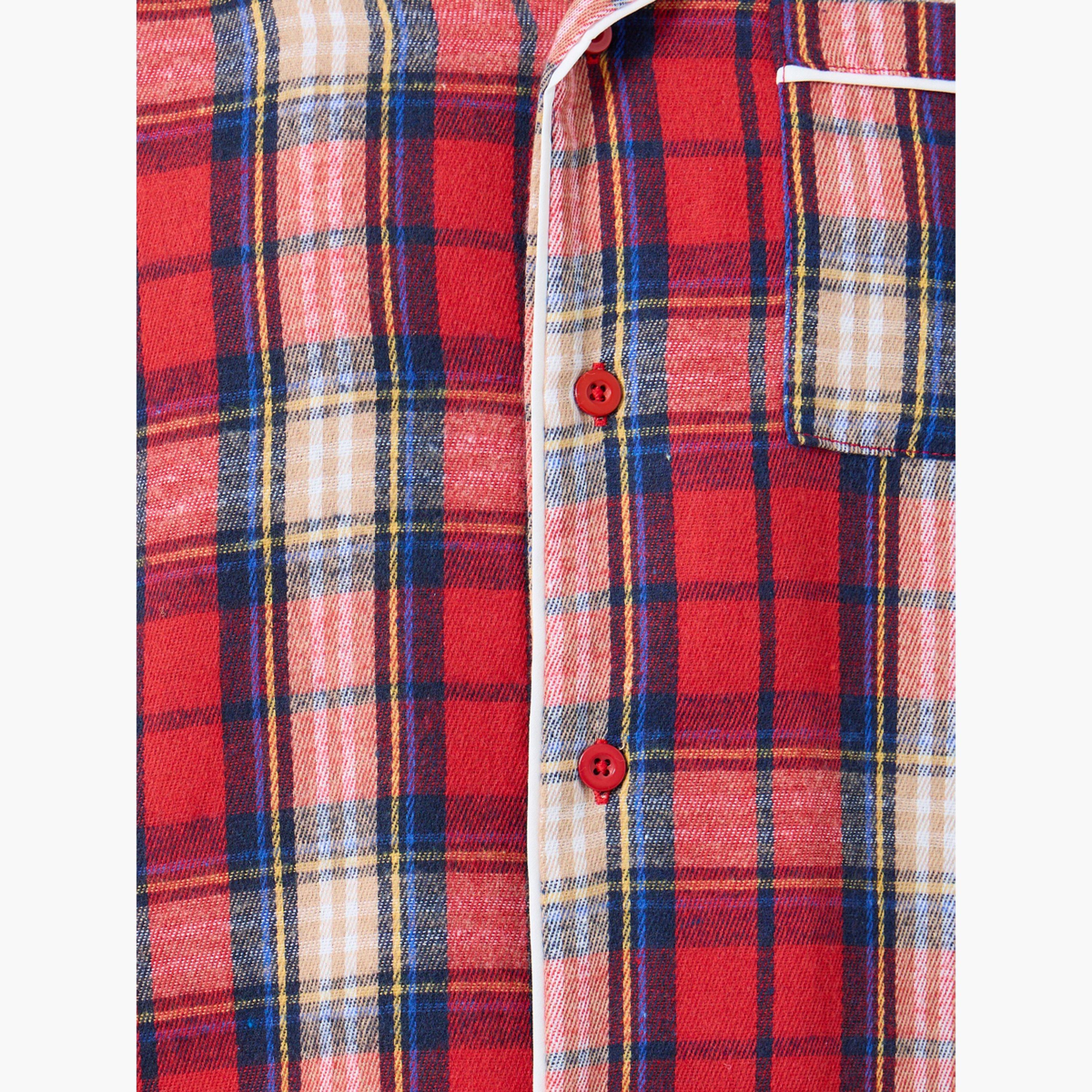 Styli Family Pyjamas - Men Check Pocket Piped Shirt and Pyjama Set-men-clothing-nightwear-sets-image-5