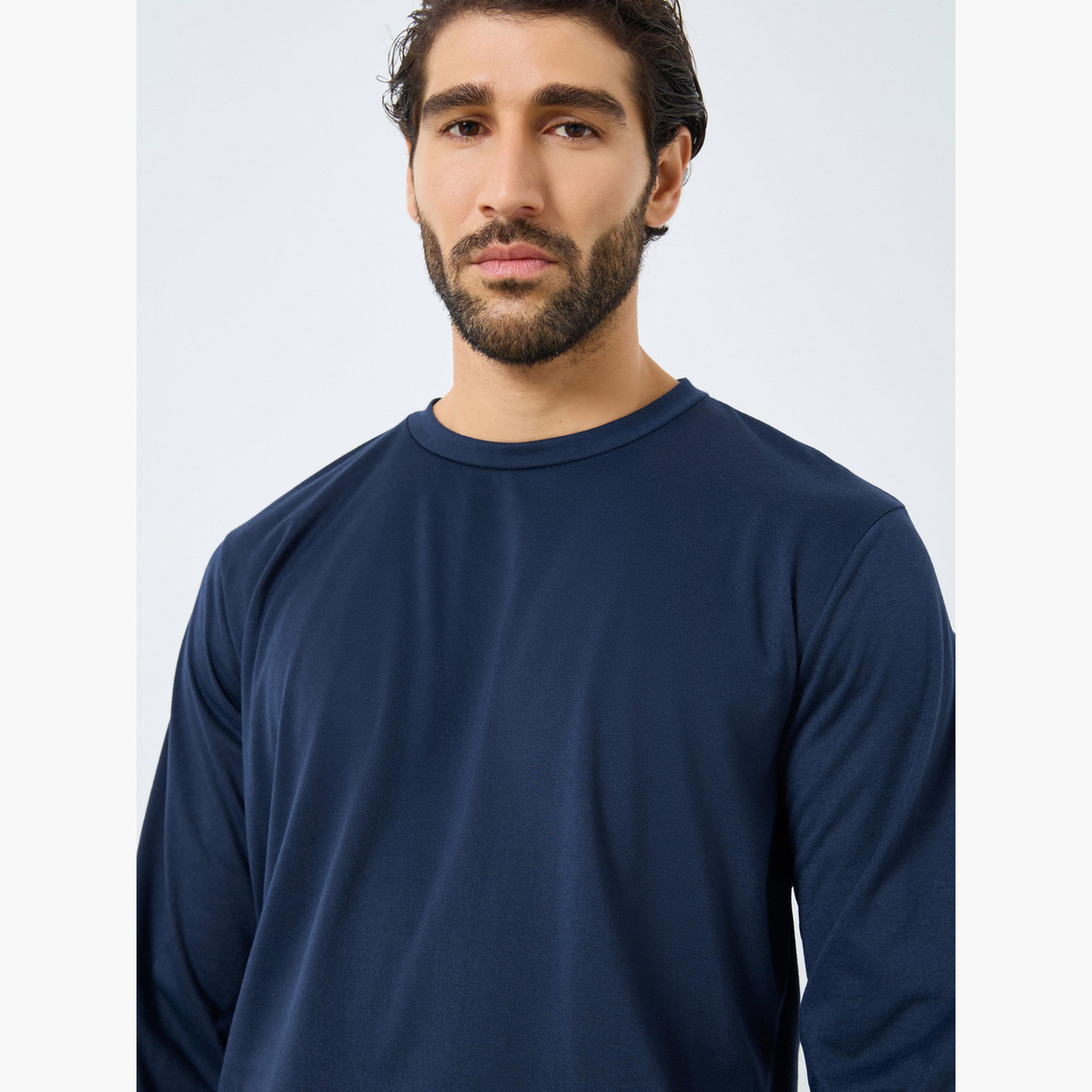 Styli Family Pyjamas - Men Long Sleeve T-Shirt and Checked Pyjama Set-men-clothing-nightwear-sets-image-3