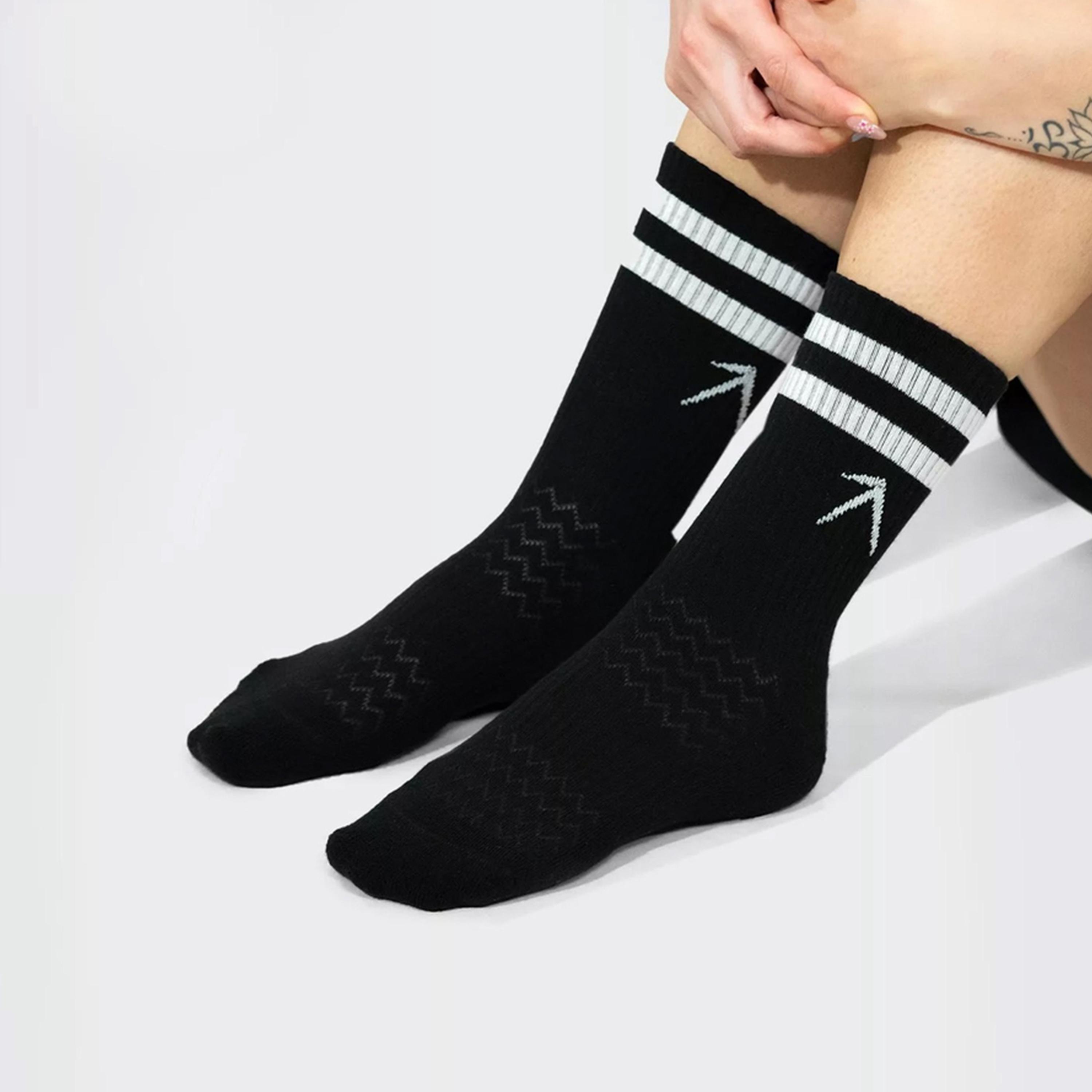 ويزارد × ستايلي - جوارب قطنية مخططة بطول الكاحل لون أسود - 3 قطع-women-socksandstockings-image-3