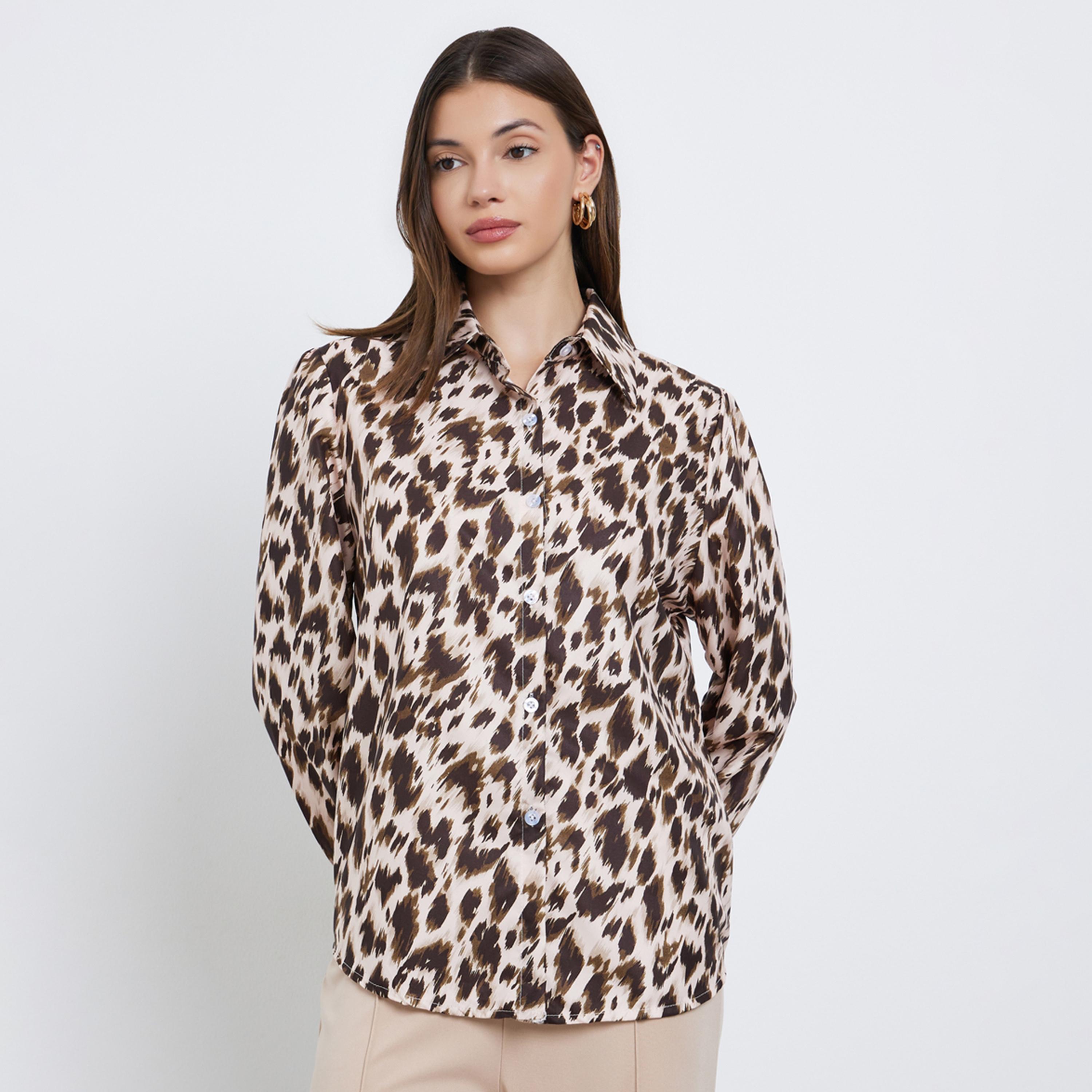 Styli Women Animal Print Long Sleeve Shirt-women-clothing-shirtsandblouses-shirts-image-1