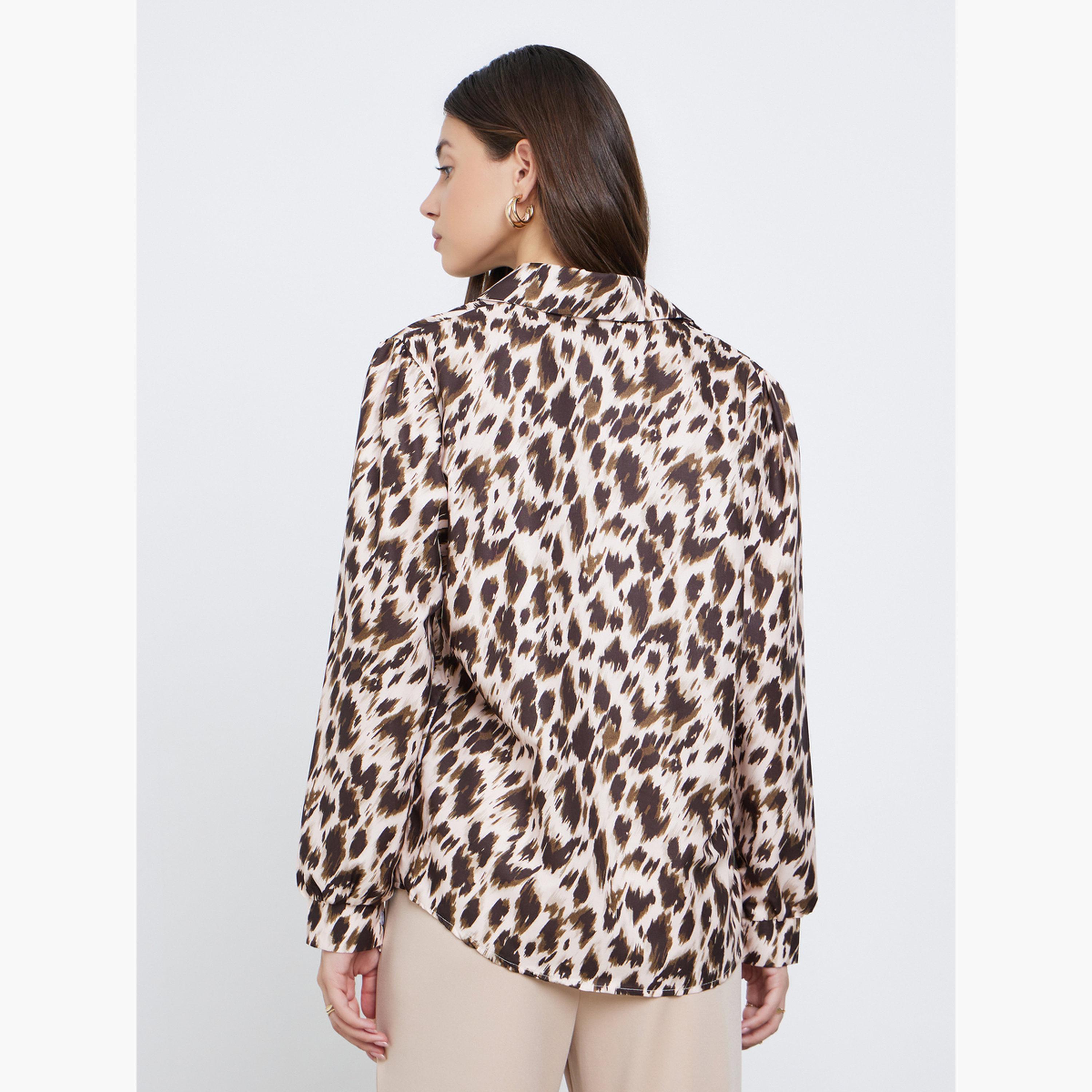 ستايلي - قميص نسائي بأكمام طويلة بطبعة حيوانات-women-clothing-shirtsandblouses-shirts-image-5
