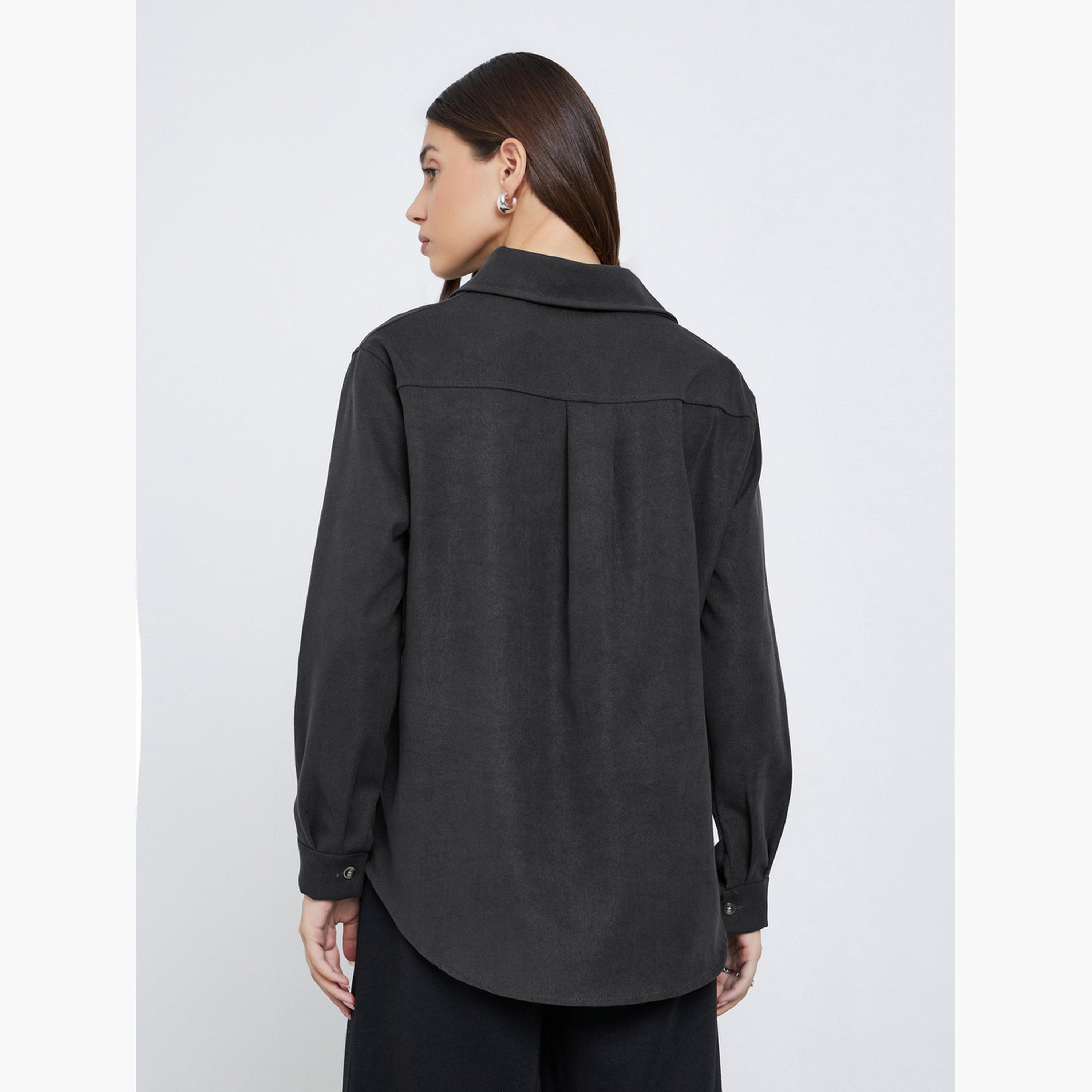 ستايلي - قميص مخملي أسود حجم كبير-women-clothing-shirtsandblouses-shirts-image-5